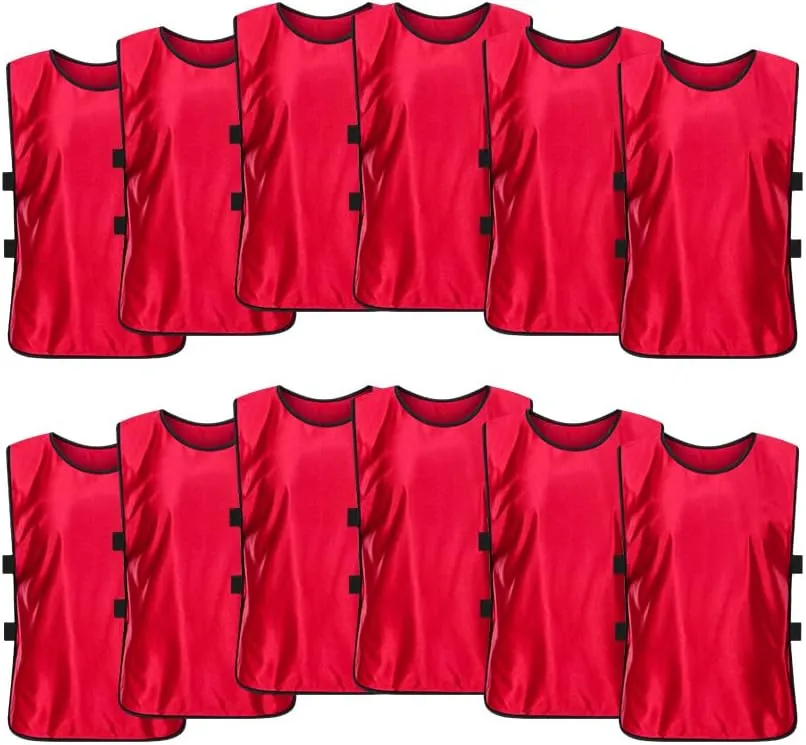 12 Pack Scrimmage Training Vest, Sports Pinnies, Practice Jerseys, Practice Vest for Adult Youth Kids.