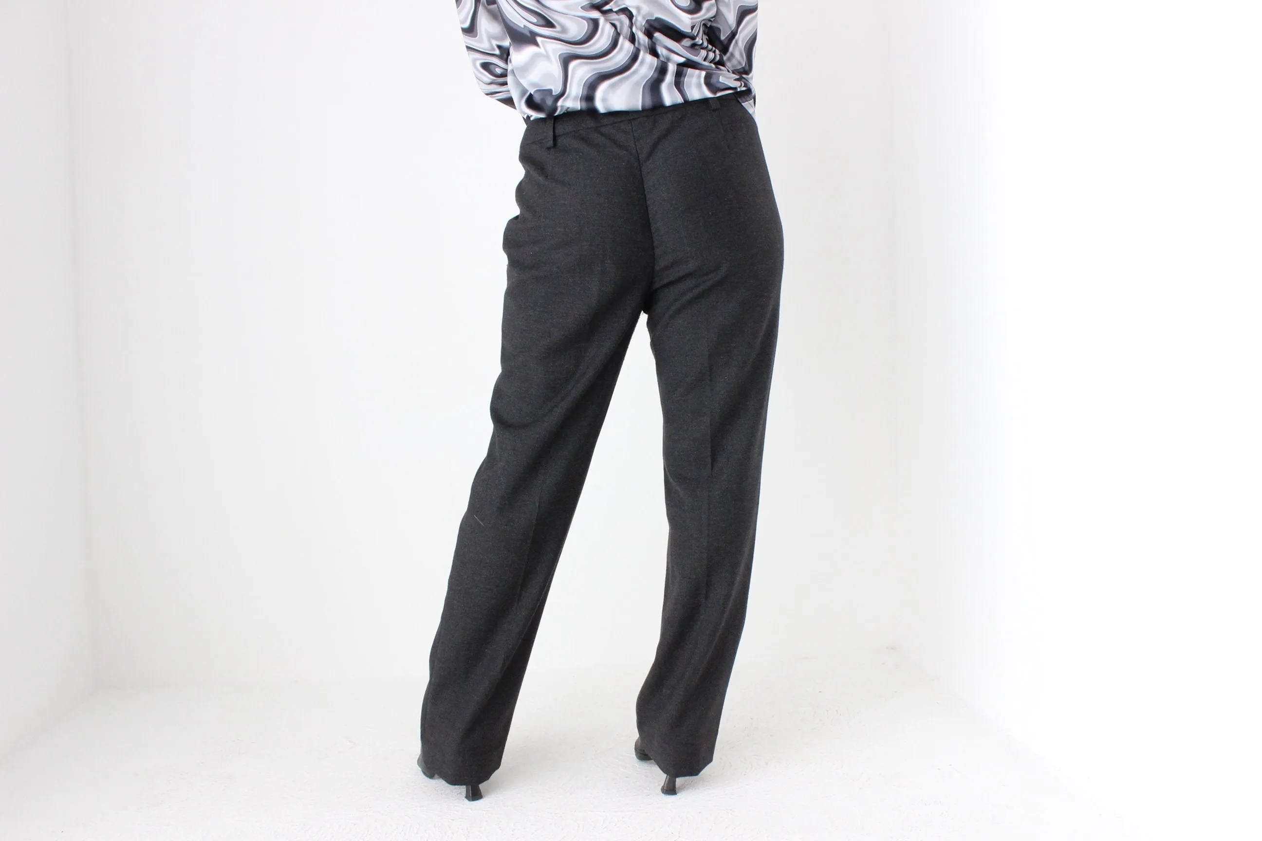 2000s PRADA Charcoal Grey Wool Trousers