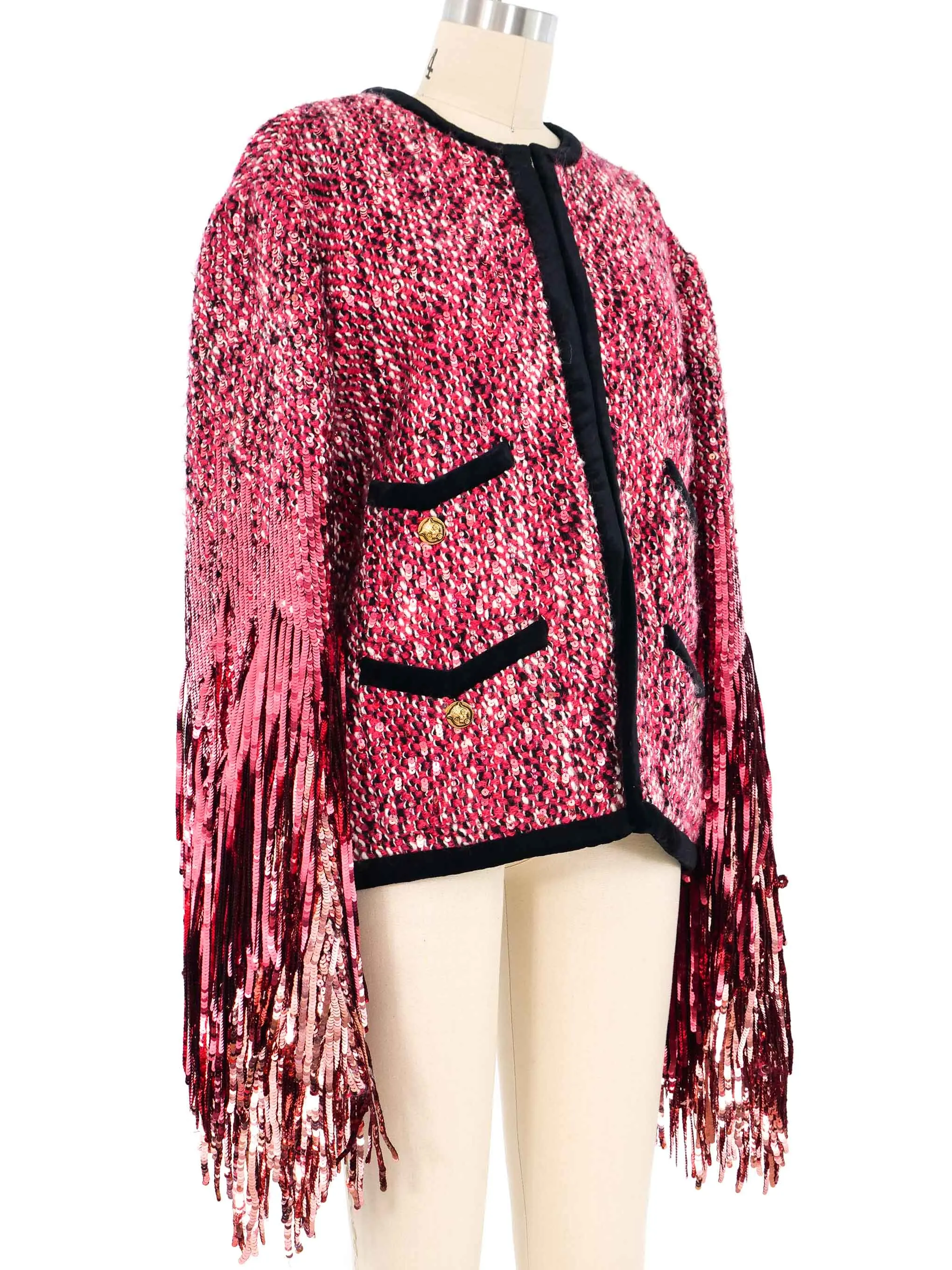 2018 Gucci Sequin Fringed Tweed Jacket