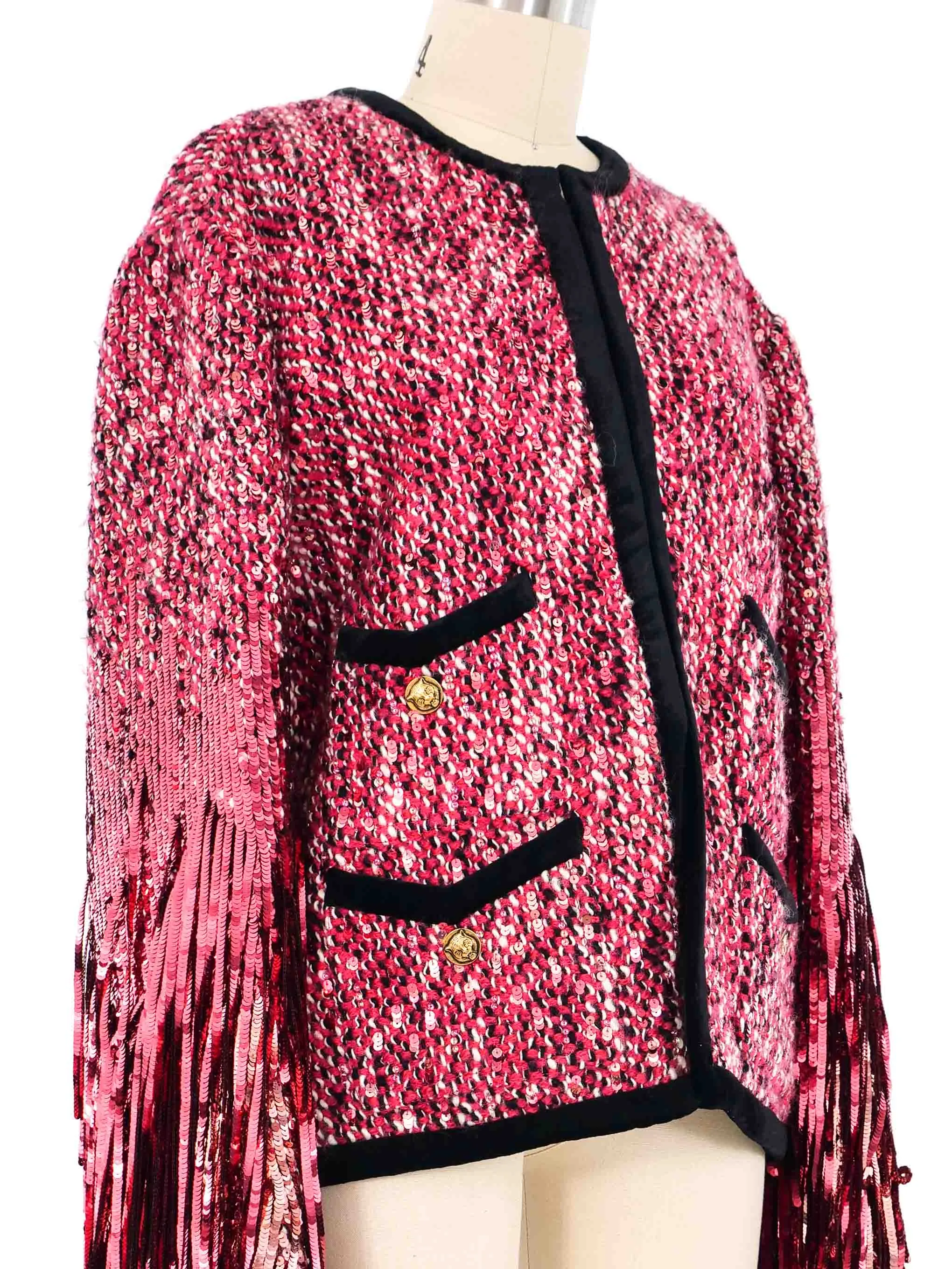 2018 Gucci Sequin Fringed Tweed Jacket