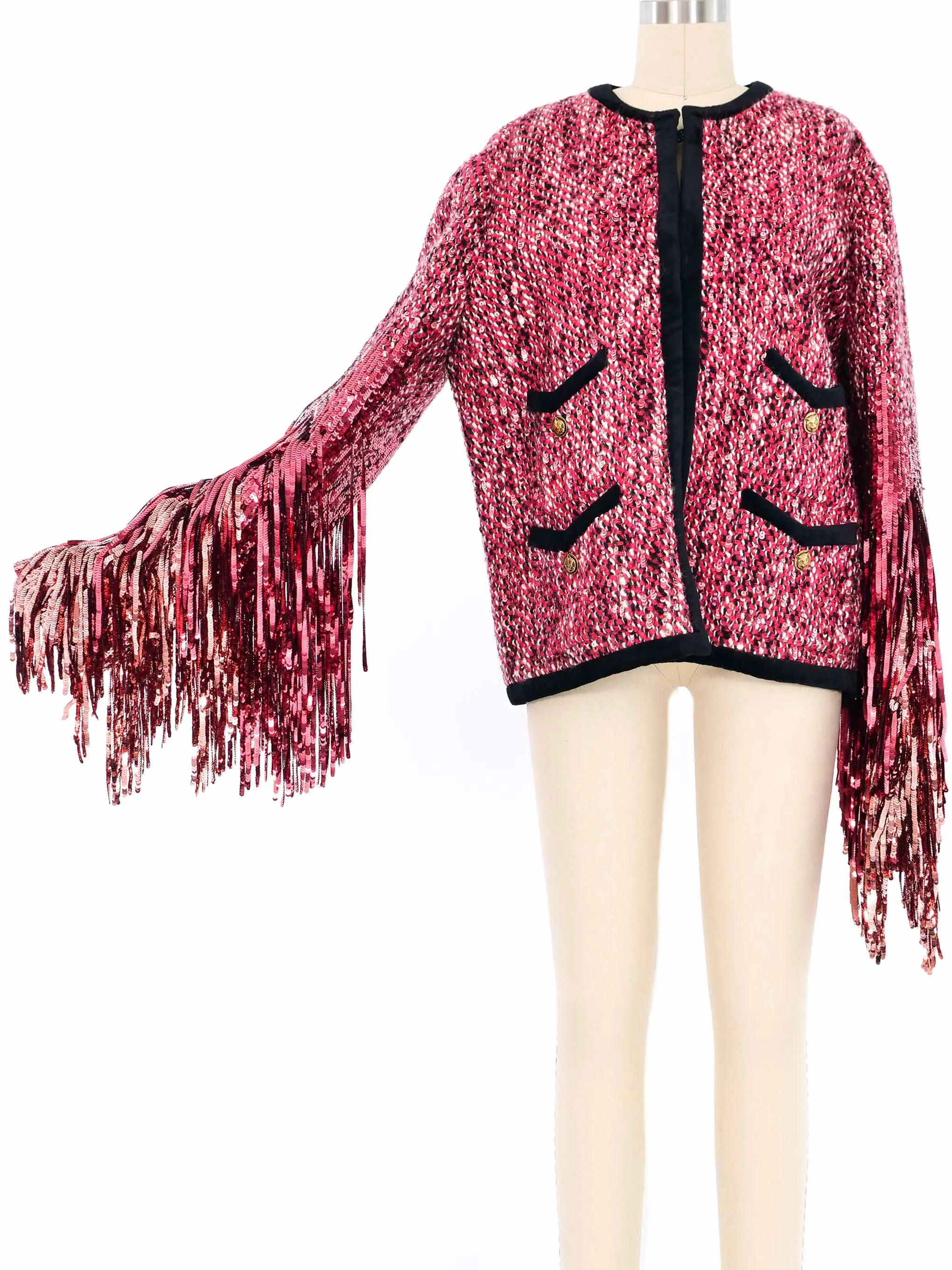 2018 Gucci Sequin Fringed Tweed Jacket