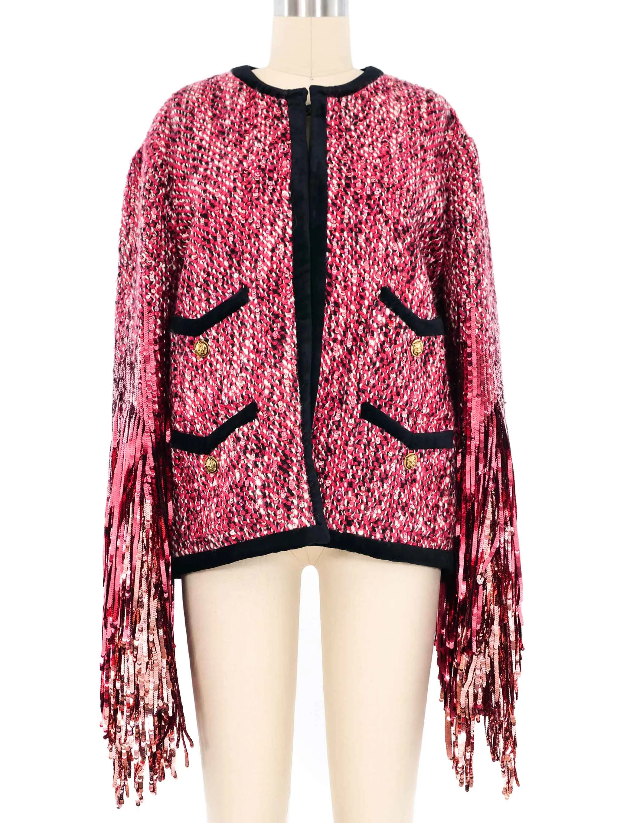 2018 Gucci Sequin Fringed Tweed Jacket