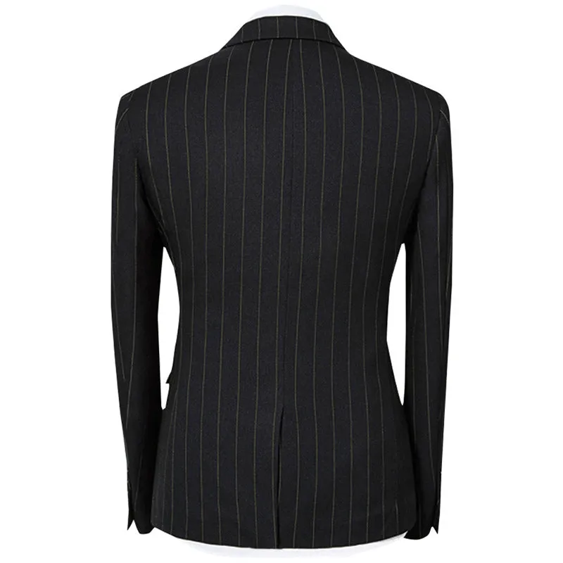 3-Piece Black Suit Stripe Design Suit