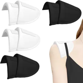 4 Pairs Shoulder Pads for Women's Clothing, 0.6in No Sew Self-Adhesive Foam Padding, Breathable Set-in High Low Sponge Pad for Blazer Suit T-Shirt, Non-Slip Sewing Supplies (White & Black)