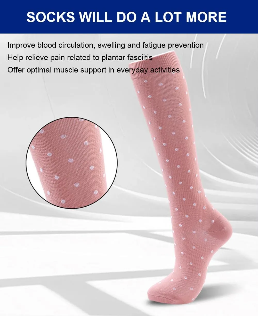 6 Pairs Compression Socks for Women Men 15-20 mmhg Knee High, Womens Compression Socks Compression Stockings for Women Men