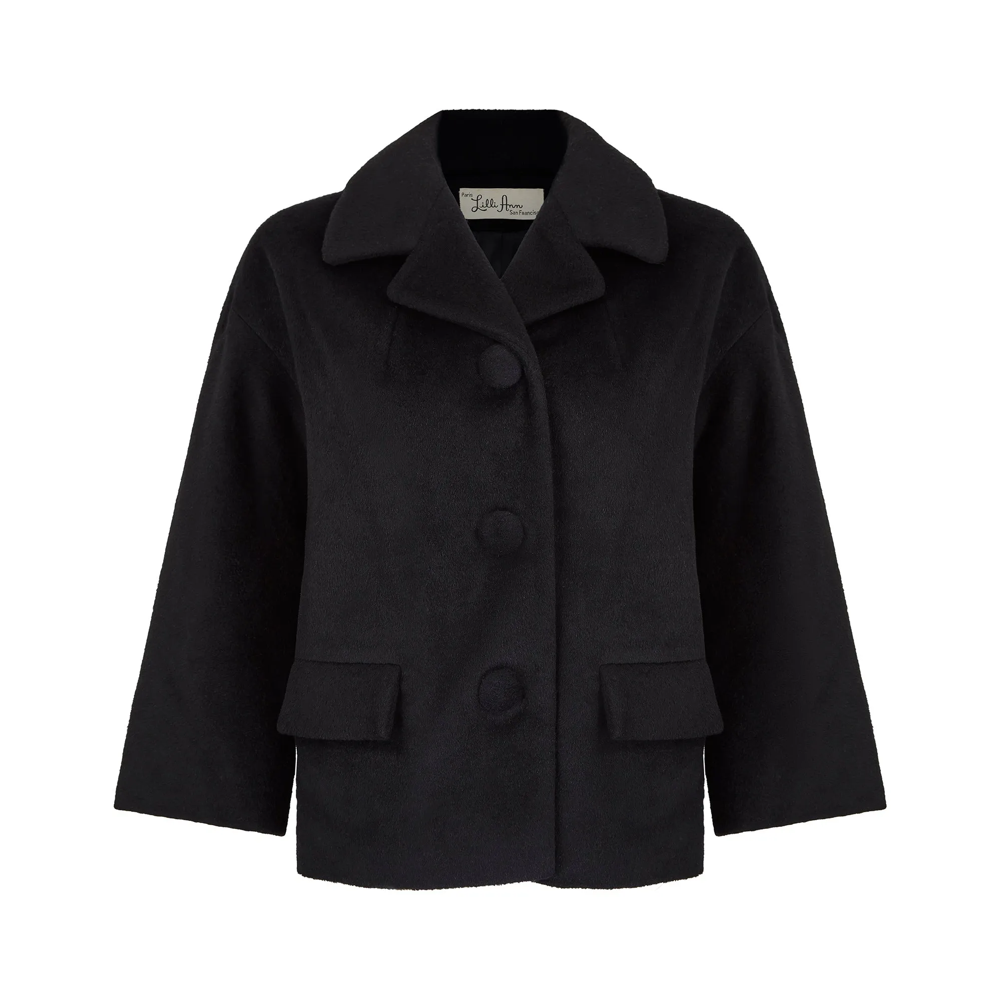 ARCHIVE - 1950s Lilli Ann Black Felt Wool Box Jacket