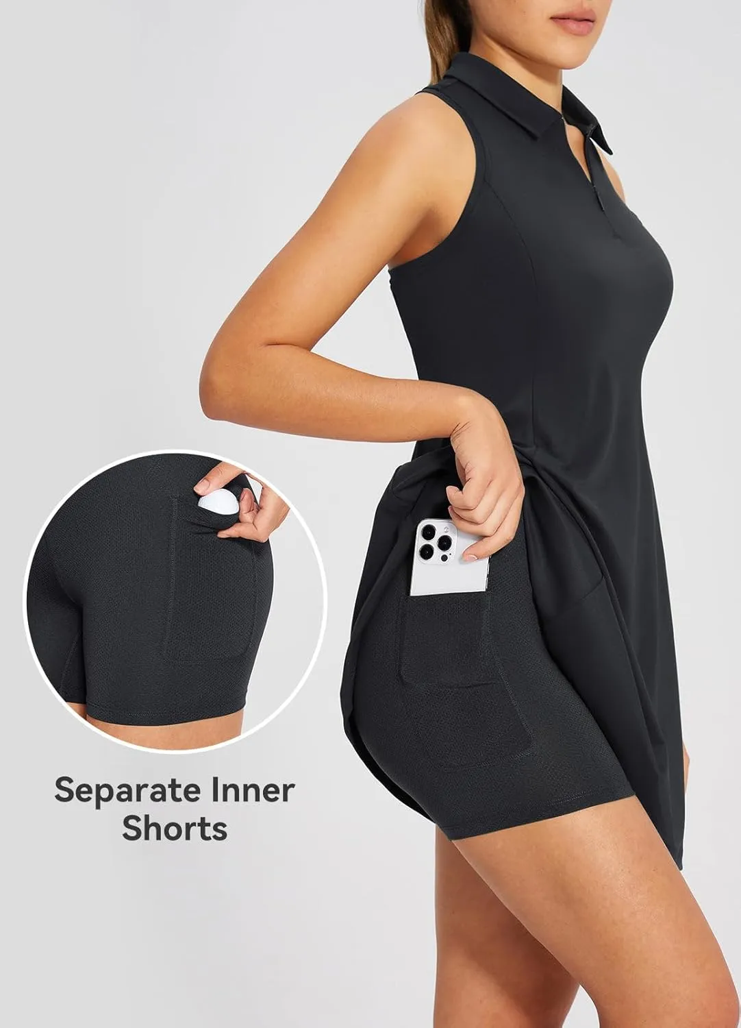 baleaf Womens Golf Dress Sleeveless Tennis Dresses with Built in Shorts Pockets Racerback Workout Athletic