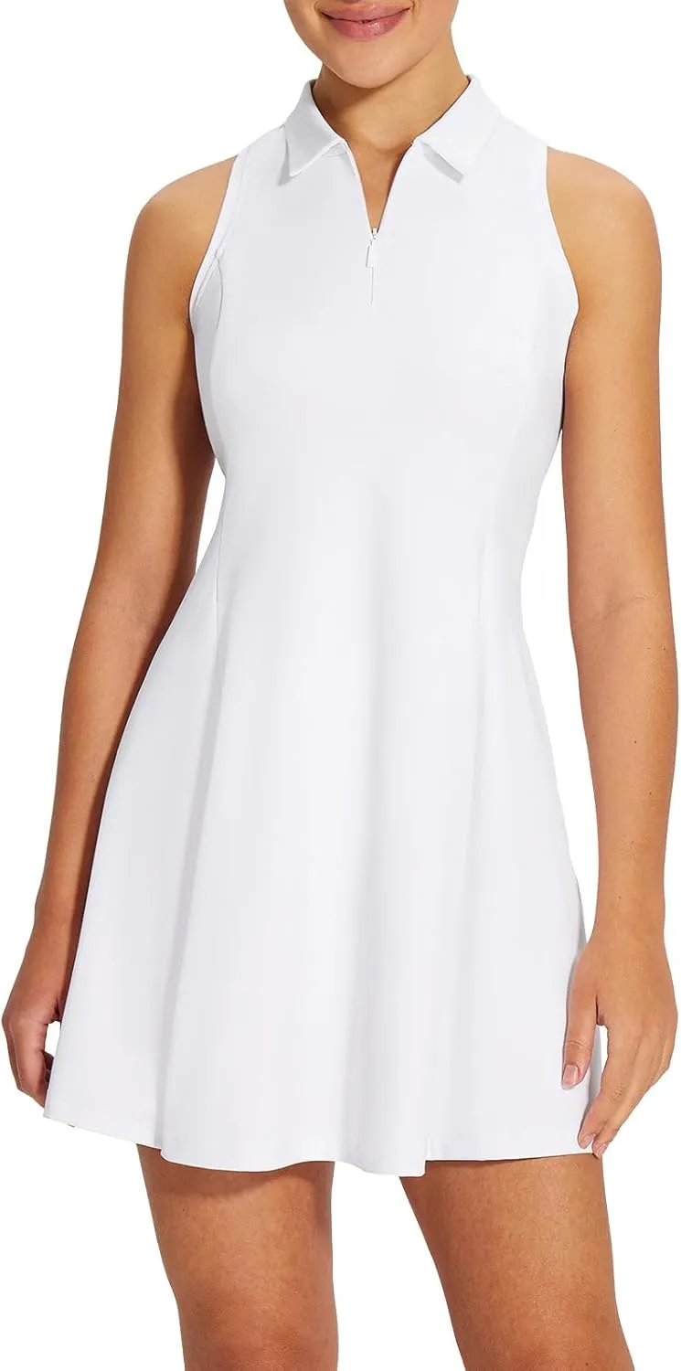 baleaf Womens Golf Dress Sleeveless Tennis Dresses with Built in Shorts Pockets Racerback Workout Athletic