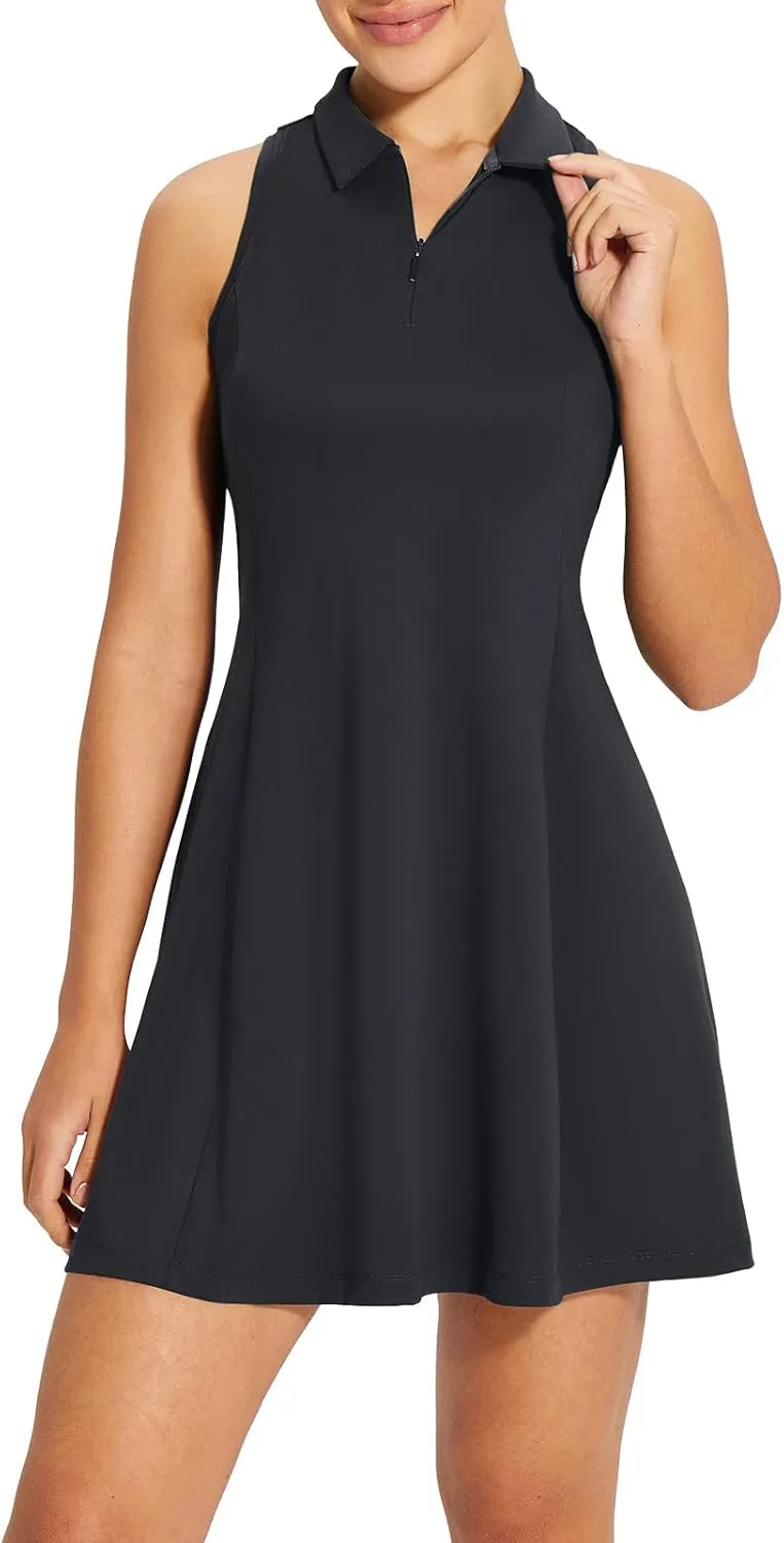 baleaf Womens Golf Dress Sleeveless Tennis Dresses with Built in Shorts Pockets Racerback Workout Athletic