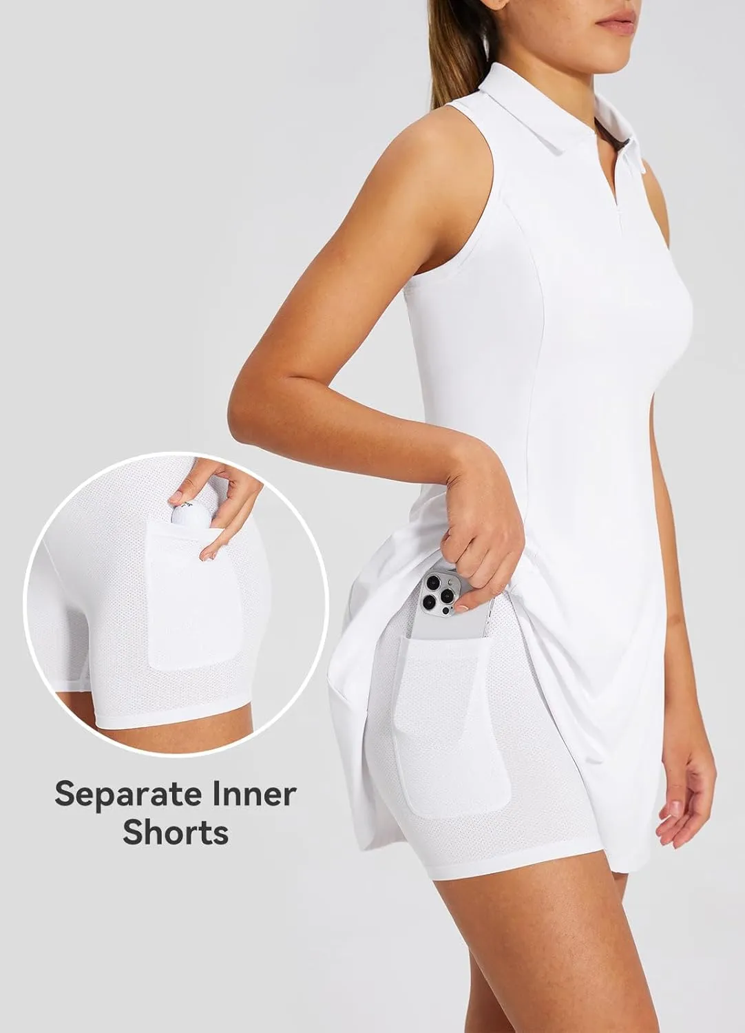 baleaf Womens Golf Dress Sleeveless Tennis Dresses with Built in Shorts Pockets Racerback Workout Athletic