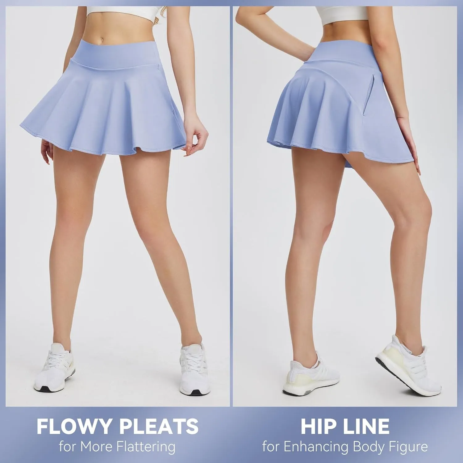 baleaf Women's Tennis Skirts High Waisted Tummy Control Pleated Athletic Golf Skorts Skirts for Running with 2 Pockets