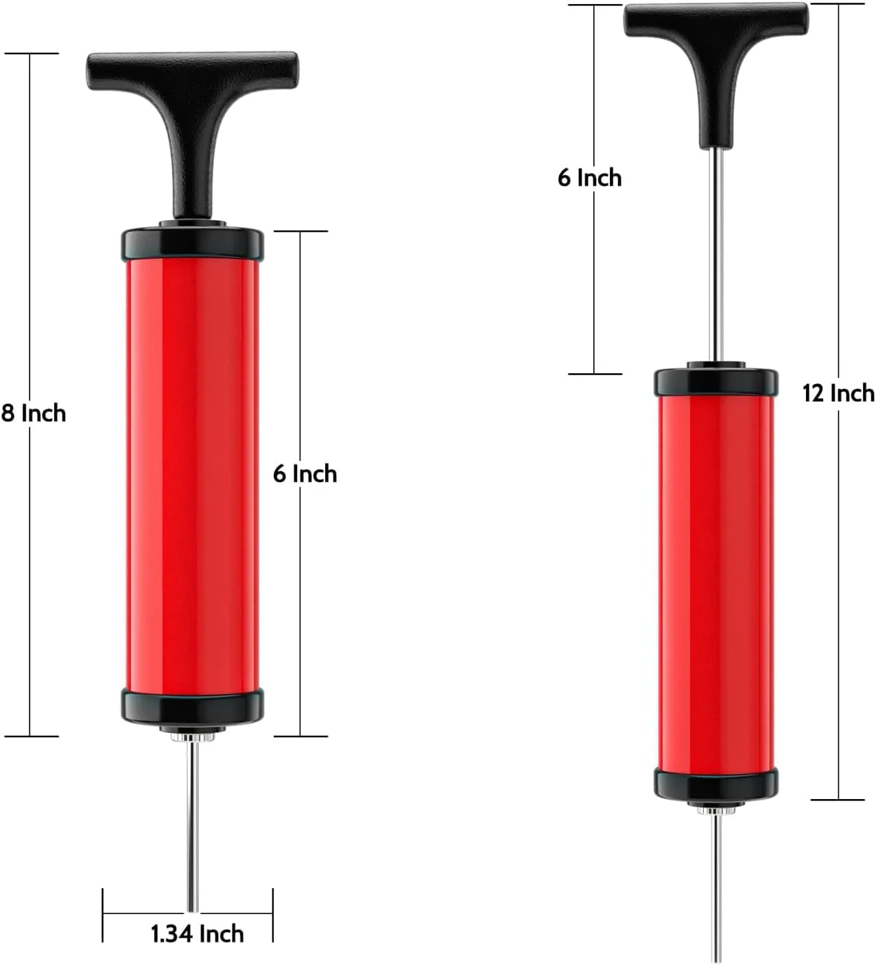 Ball Pump, Sports Ball Pump with 5 Needles, Nozzle, Extension Hose, Push & Pull Inflator System, Perfect for Volleyball, Basketball, Football, Soccer, Water Polo, Swim Inflatables