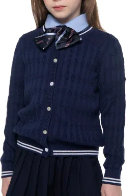 BOBOYOYO Girls Cardigan Kids School Uniform Sweater 100% Cotton Knit Girls Sweaters Button Crewneck Toddler Cardigans