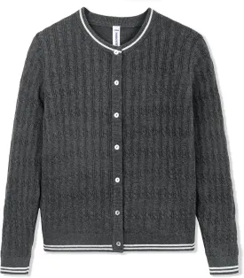 BOBOYOYO Girls Cardigan Kids School Uniform Sweater 100% Cotton Knit Girls Sweaters Button Crewneck Toddler Cardigans
