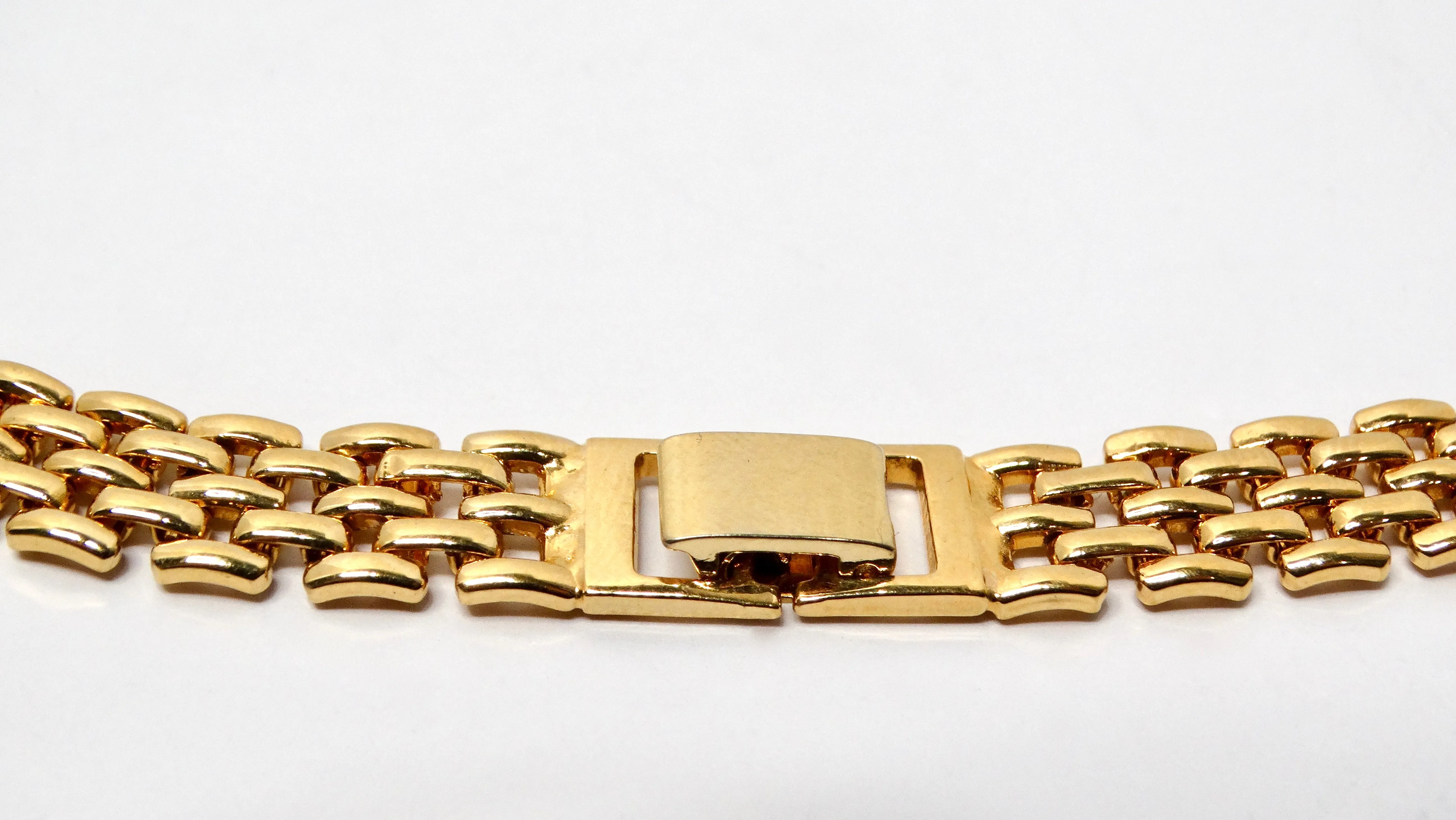 Bulgari Inspired 18k Gold Plated Link Necklace With Rhinestone Detailing