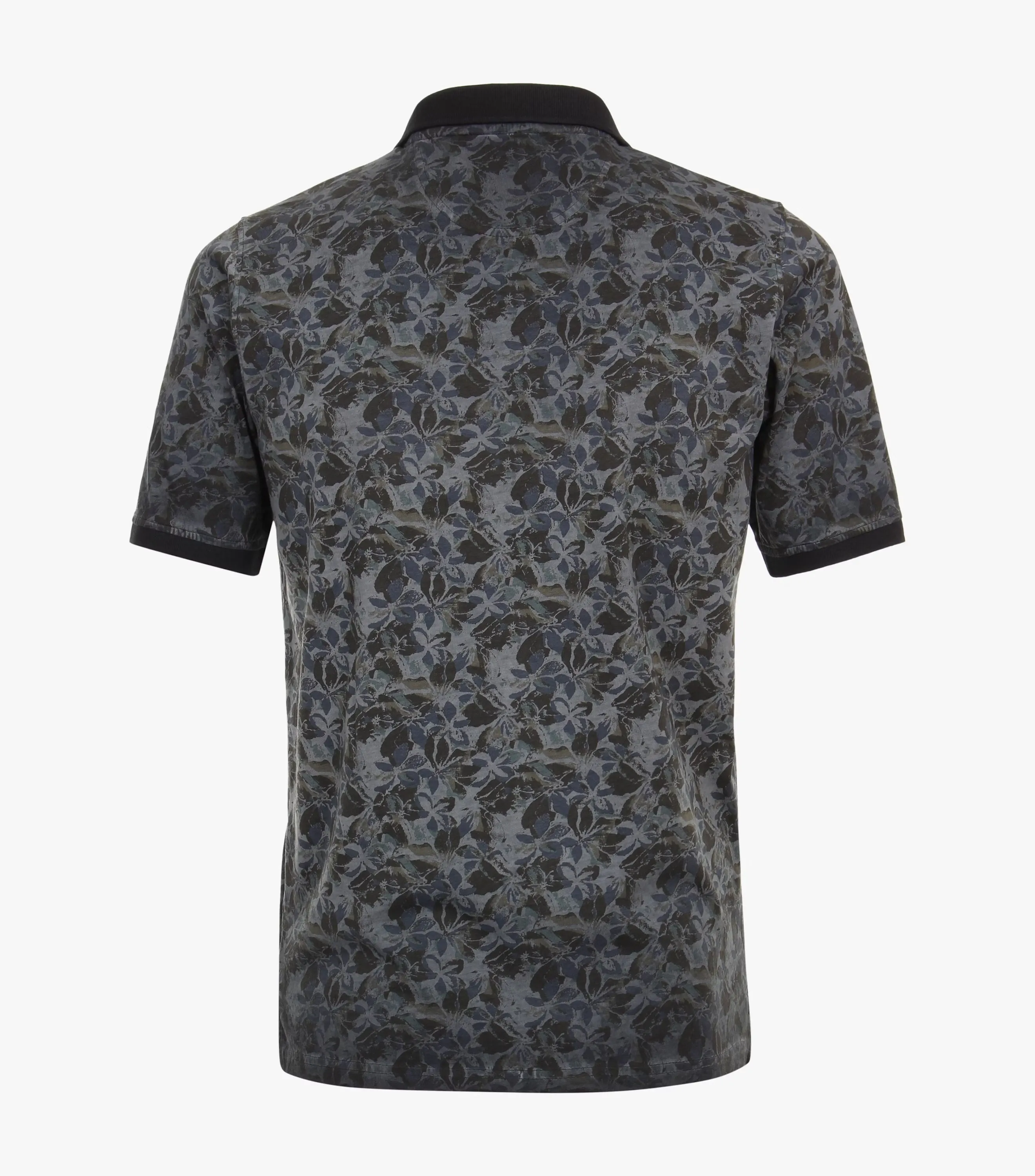 Casa Moda Short Sleeve Flower Print Polo Shirt 105 - Navy