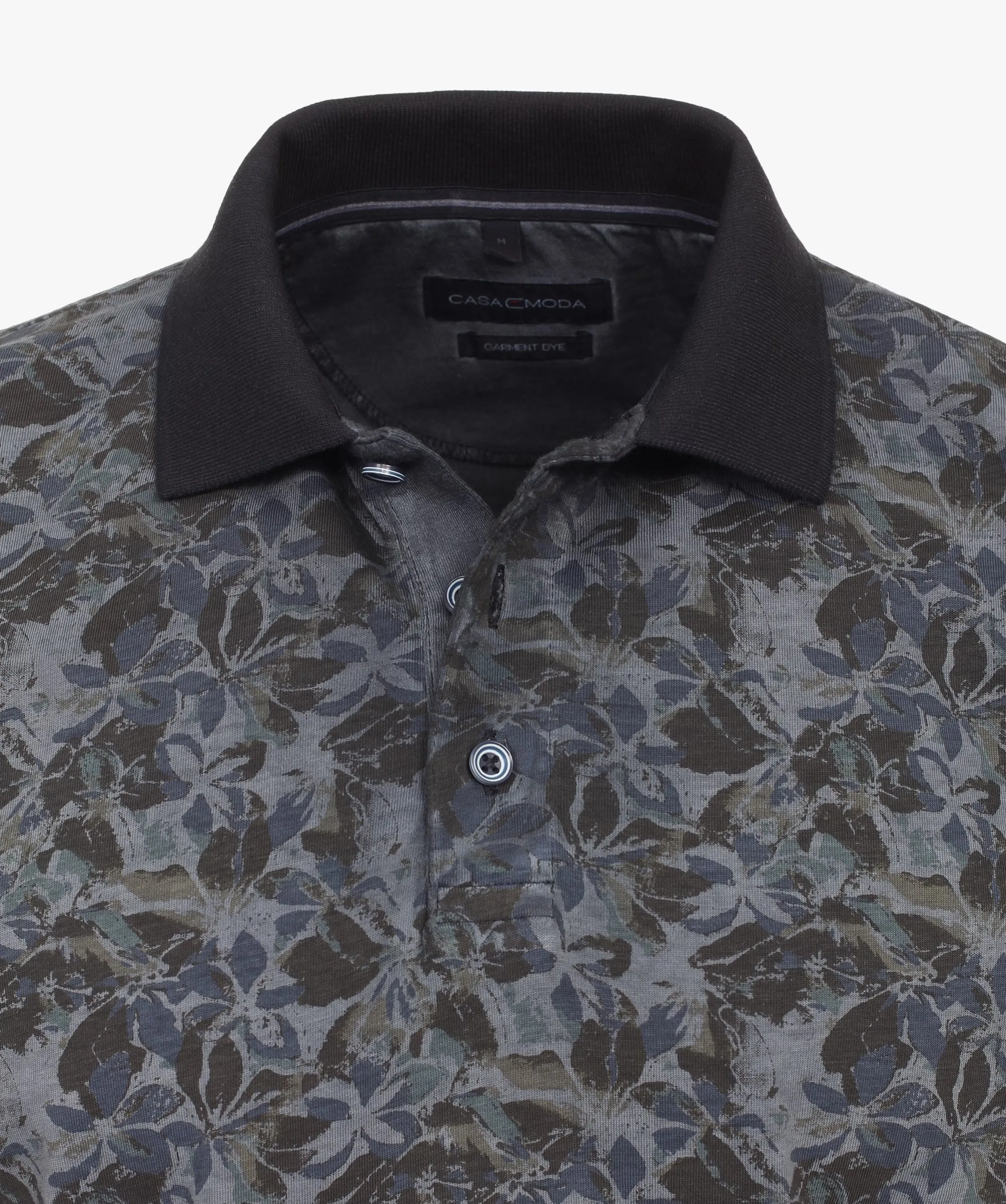 Casa Moda Short Sleeve Flower Print Polo Shirt 105 - Navy
