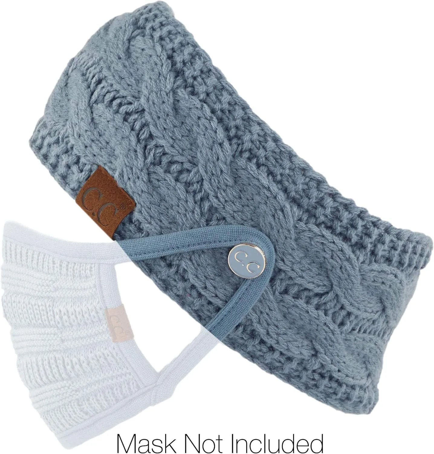 C.C Winter Fuzzy Fleece Lined Thick Knitted Diagonal Stripes Criss-Cross Pattern Headband Headwrap (HW-2060)