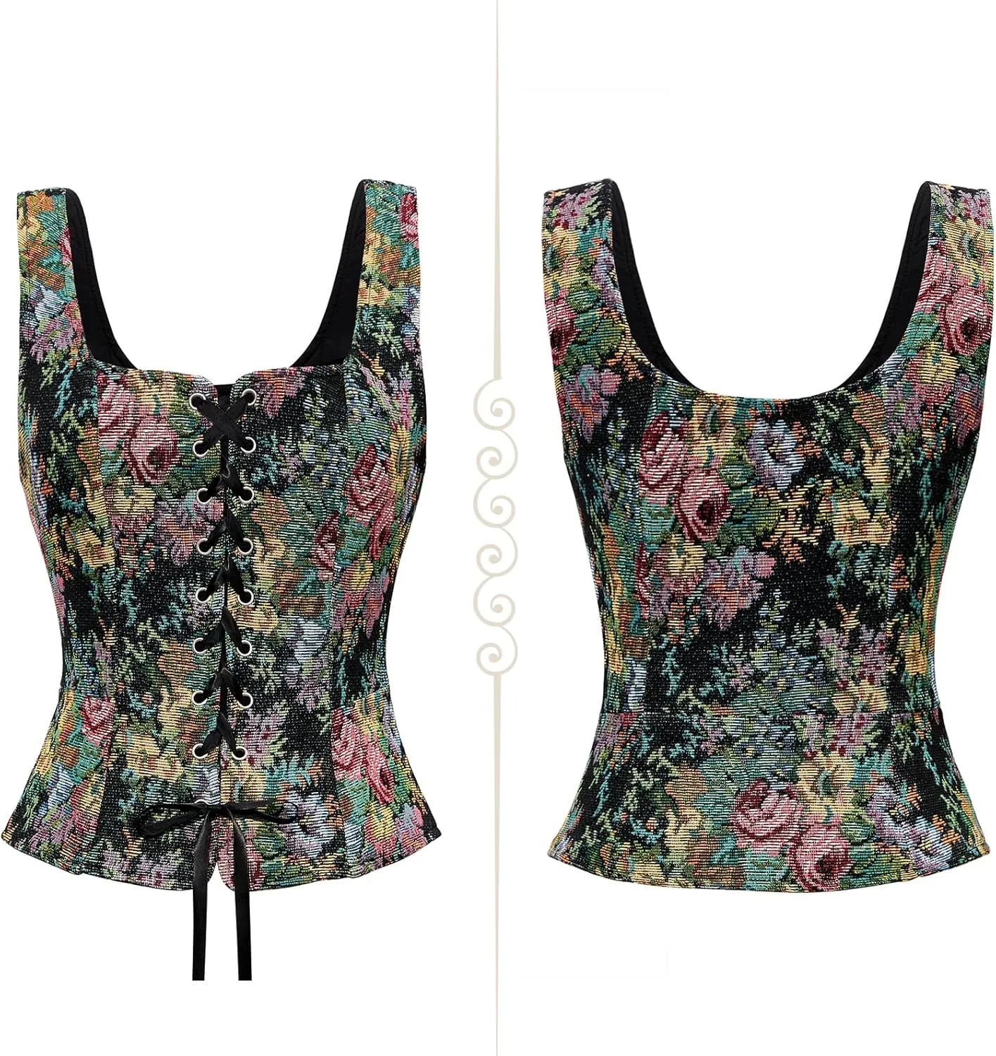 Century Star Renaissance Corset Costume Women Pirate Medieval Viking Floral Top Ren Faire Vest Victorian Plus Size Bodice