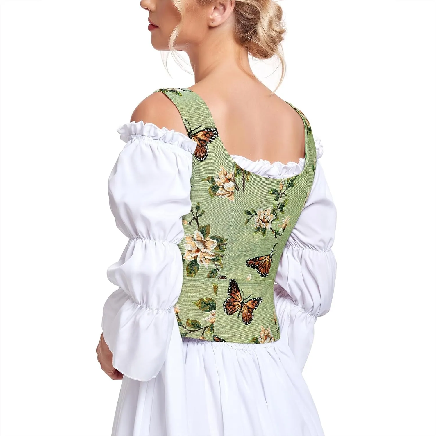 Century Star Renaissance Corset Costume Women Pirate Medieval Viking Floral Top Ren Faire Vest Victorian Plus Size Bodice