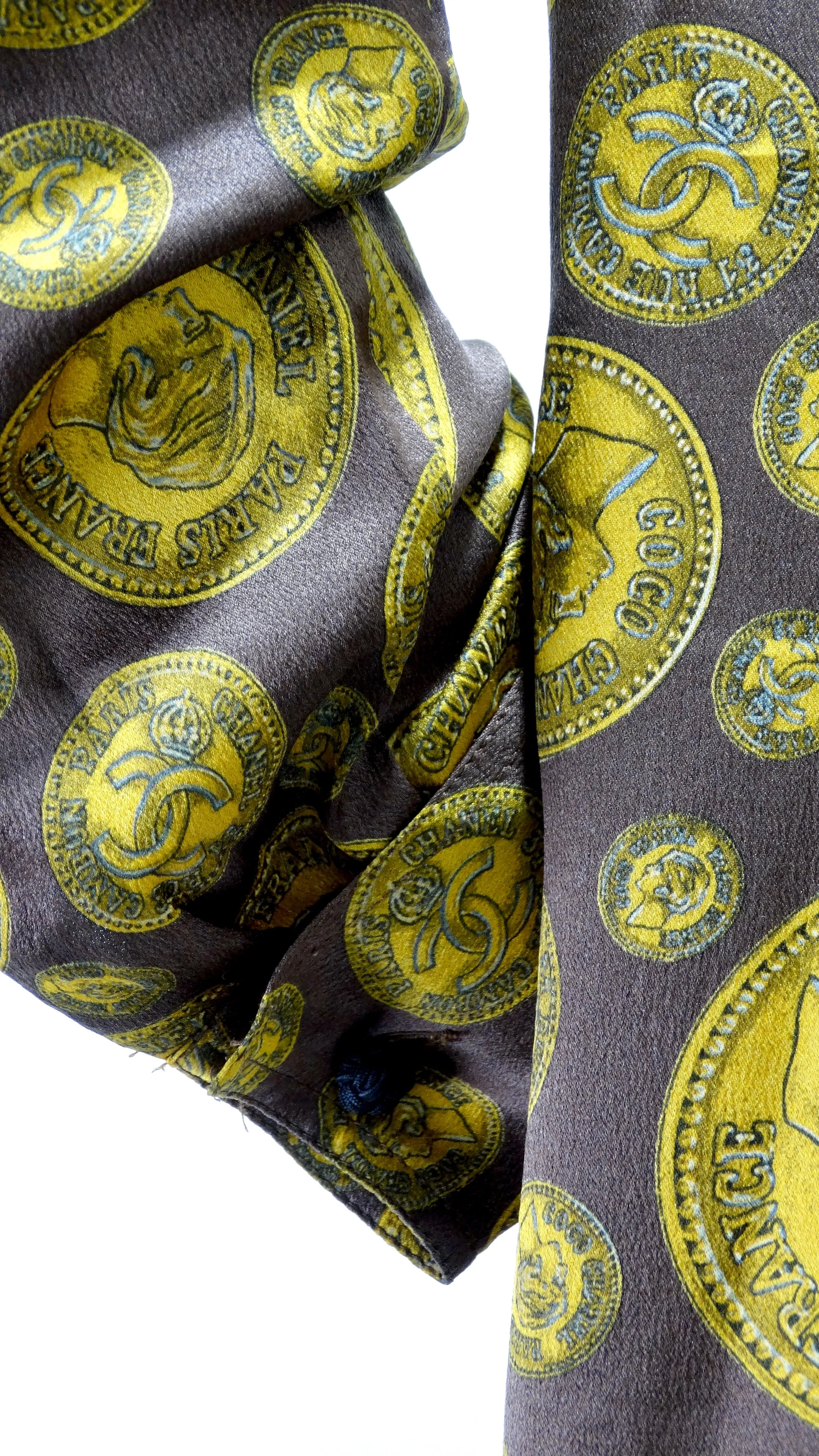 Chanel Vintage Coin Print Silk Blouse
