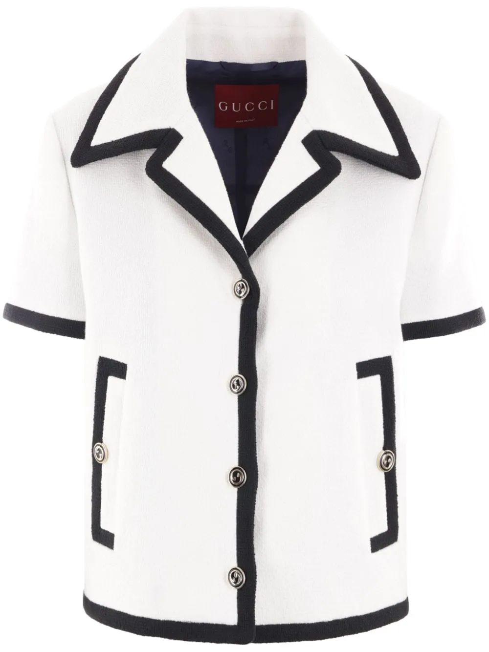 Contrasting-trim tweed jacket<BR/><BR/><BR/>
