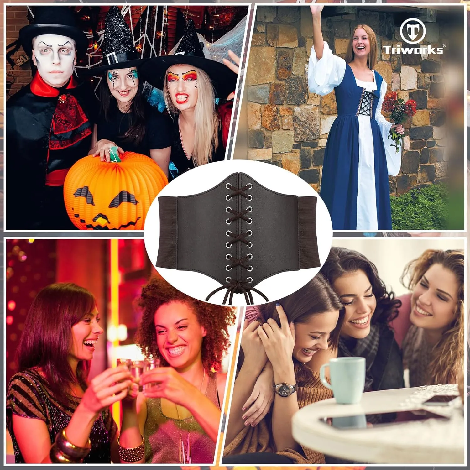 Corset Belt for Women, Lace Up Elastic Waist Belt,Tied Waspie Corset Belts for Women Halloween Costume