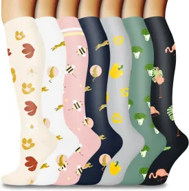 CTHH 5/7 Pairs Compression Socks for Women & Men Circulation - Compression Stockings for Support Running Athletics Nursing Travel