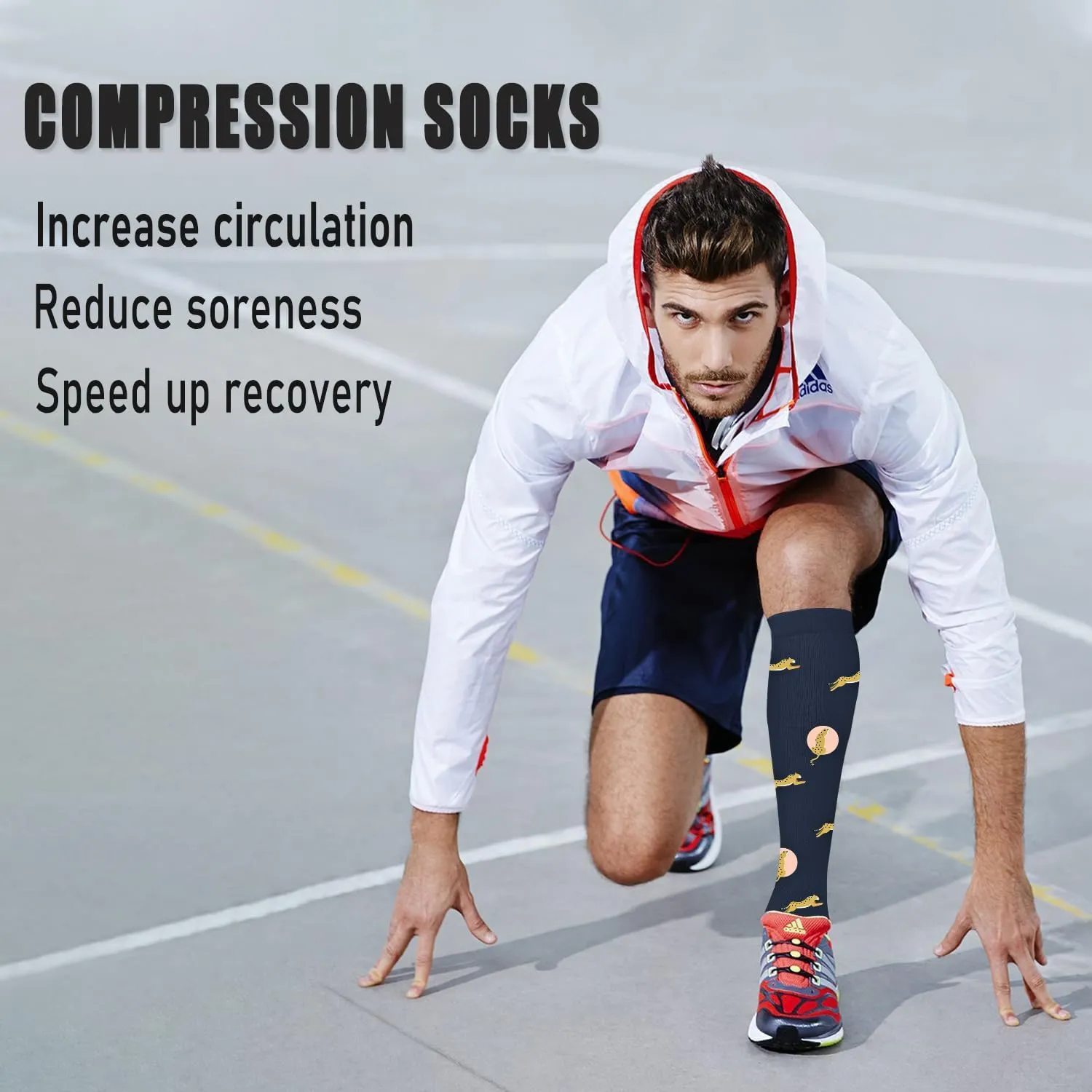 CTHH 5/7 Pairs Compression Socks for Women & Men Circulation - Compression Stockings for Support Running Athletics Nursing Travel
