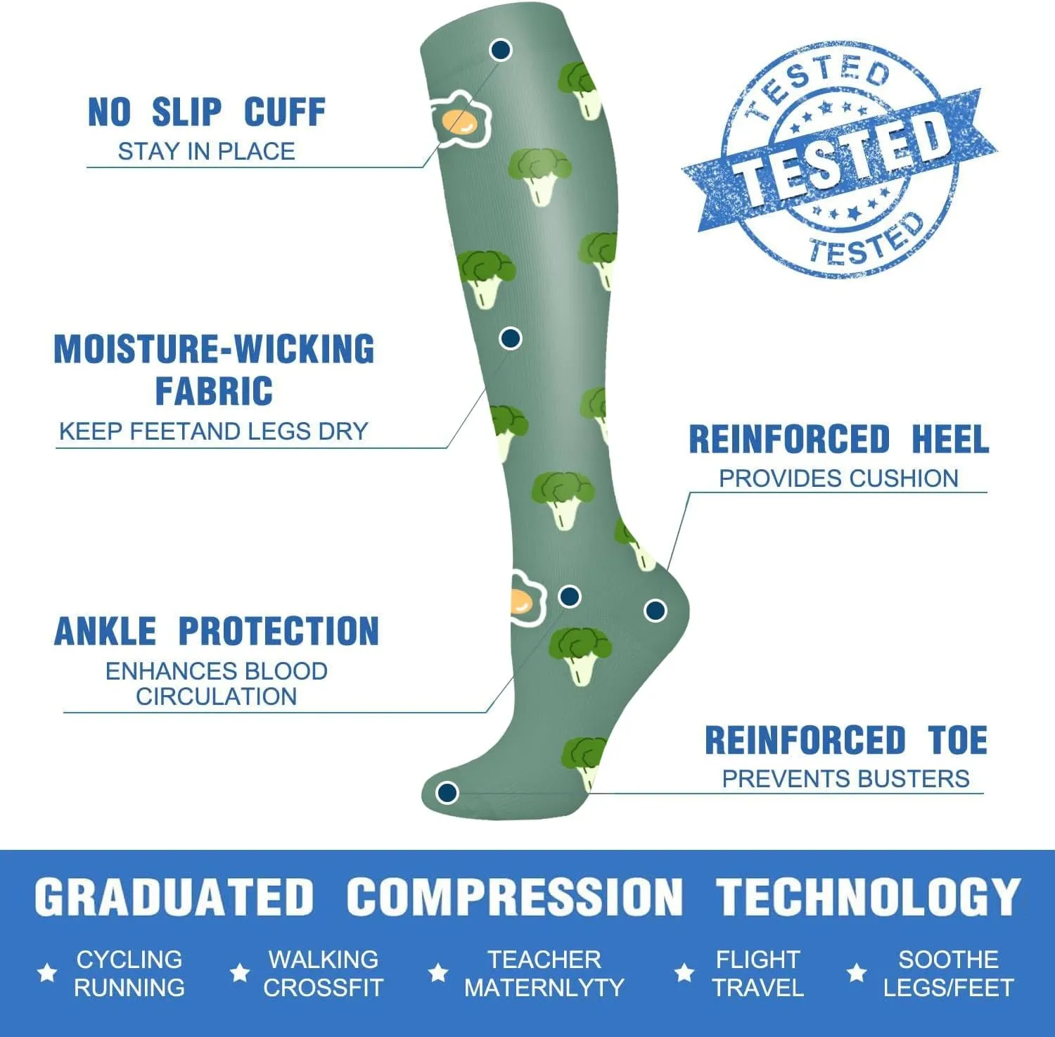CTHH 5/7 Pairs Compression Socks for Women & Men Circulation - Compression Stockings for Support Running Athletics Nursing Travel