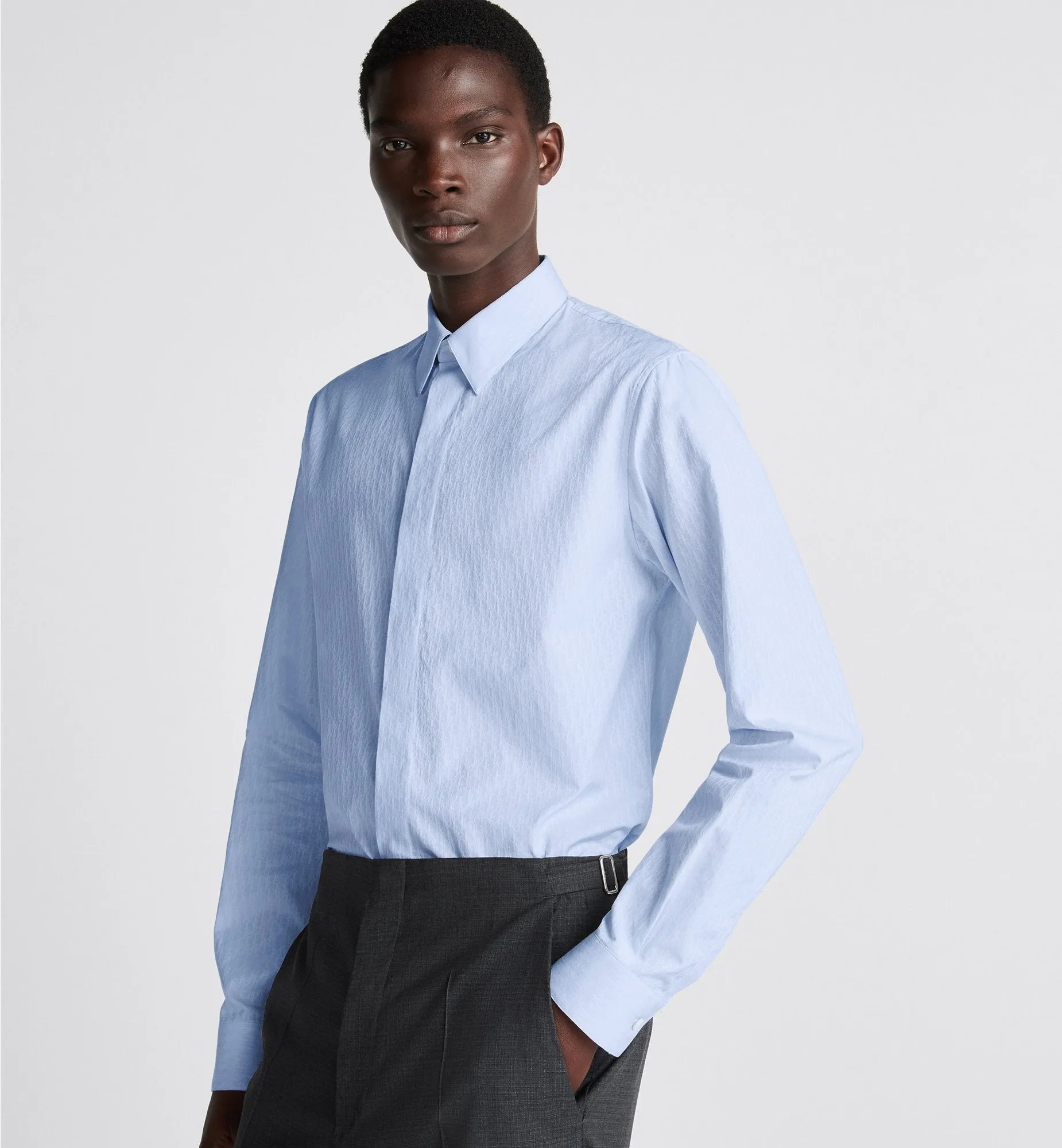 Dior Oblique Shirt Blue Cotton Jacquard
