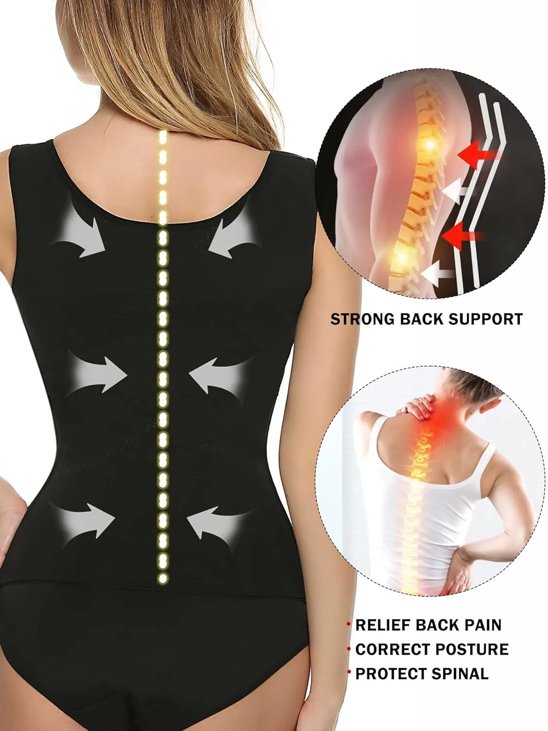 Evanhome Women's Waist Trainer Cincher Underbust Corset Vest Steel Boned Hourglass Body Shaper With Hooks S-4XL