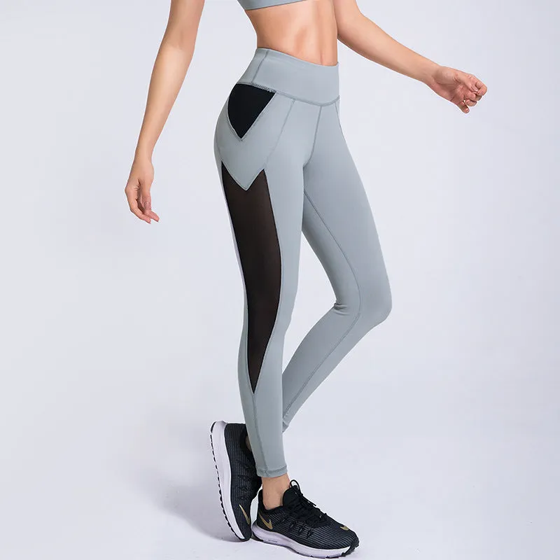 Fitstyle Mesh Breathable Running Pants High Waist Stretch Sports Tights Yoga Pants
