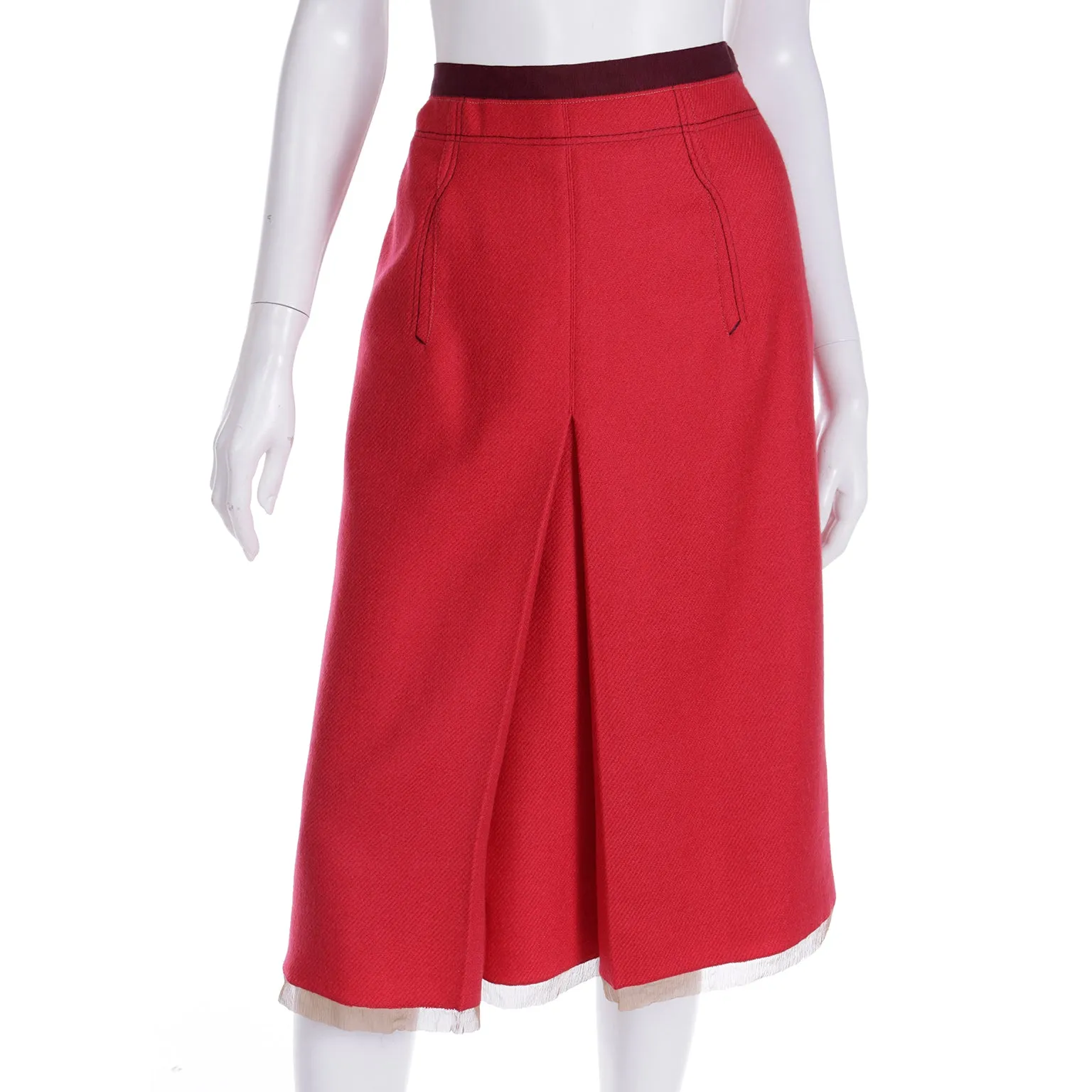 F/W 2000 Prada Red Peplum Top and Skirt Day Dress Outfit