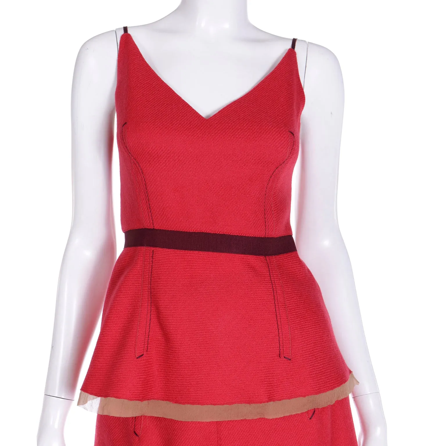 F/W 2000 Prada Red Peplum Top and Skirt Day Dress Outfit