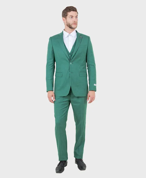 Green Sharkskin Three Piece Suit