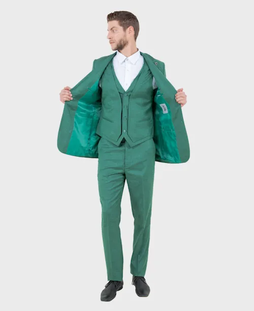 Green Sharkskin Three Piece Suit