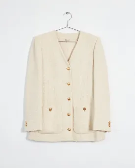 Gucci 2022 wool tweed short suit, cream, 8-10