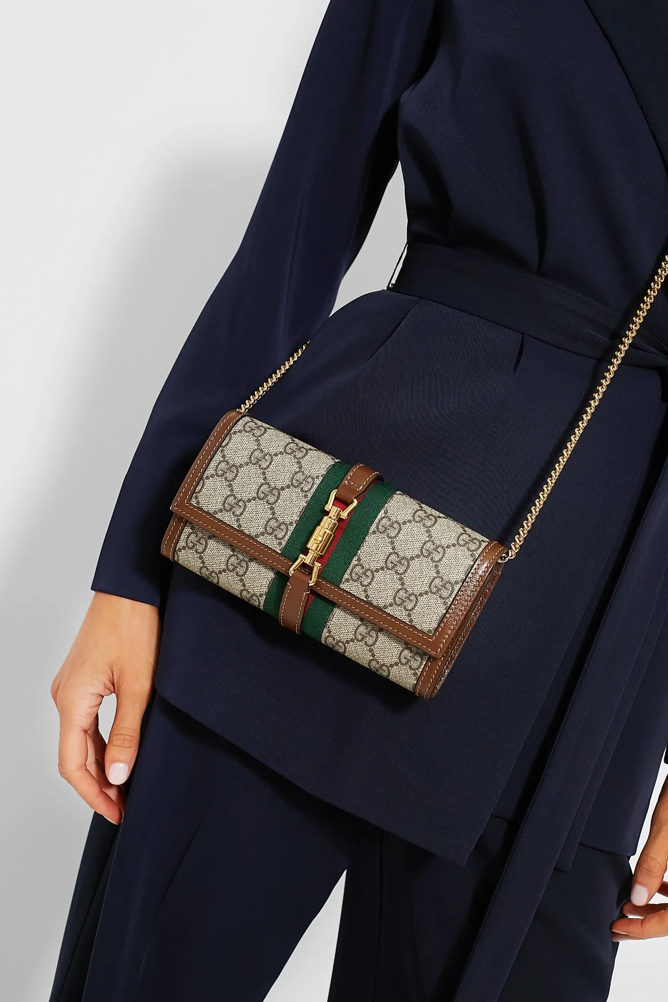 Gucci Beige GG Canvas Jacket 1961 Wallet On Chain