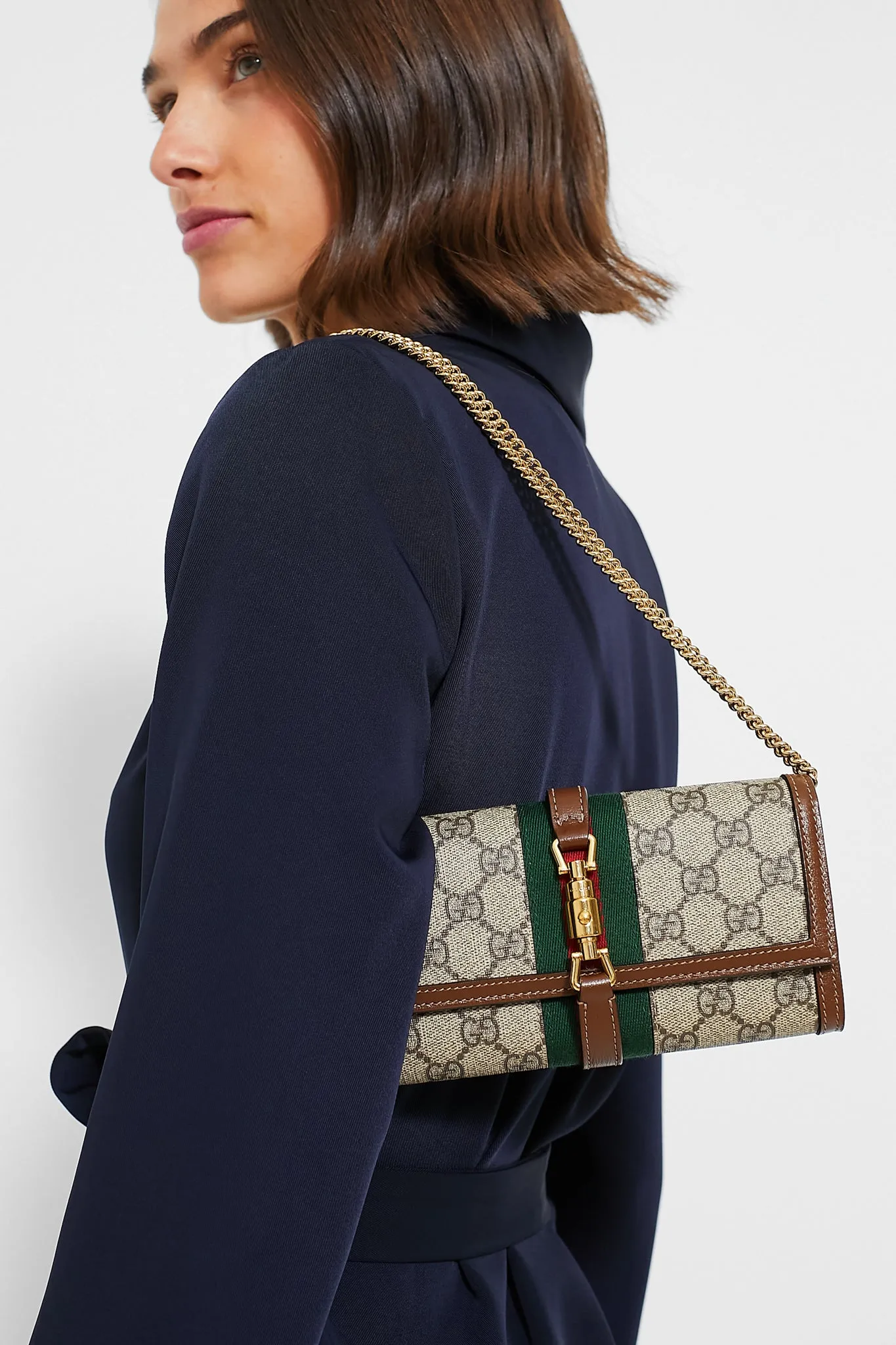 Gucci Beige GG Canvas Jacket 1961 Wallet On Chain