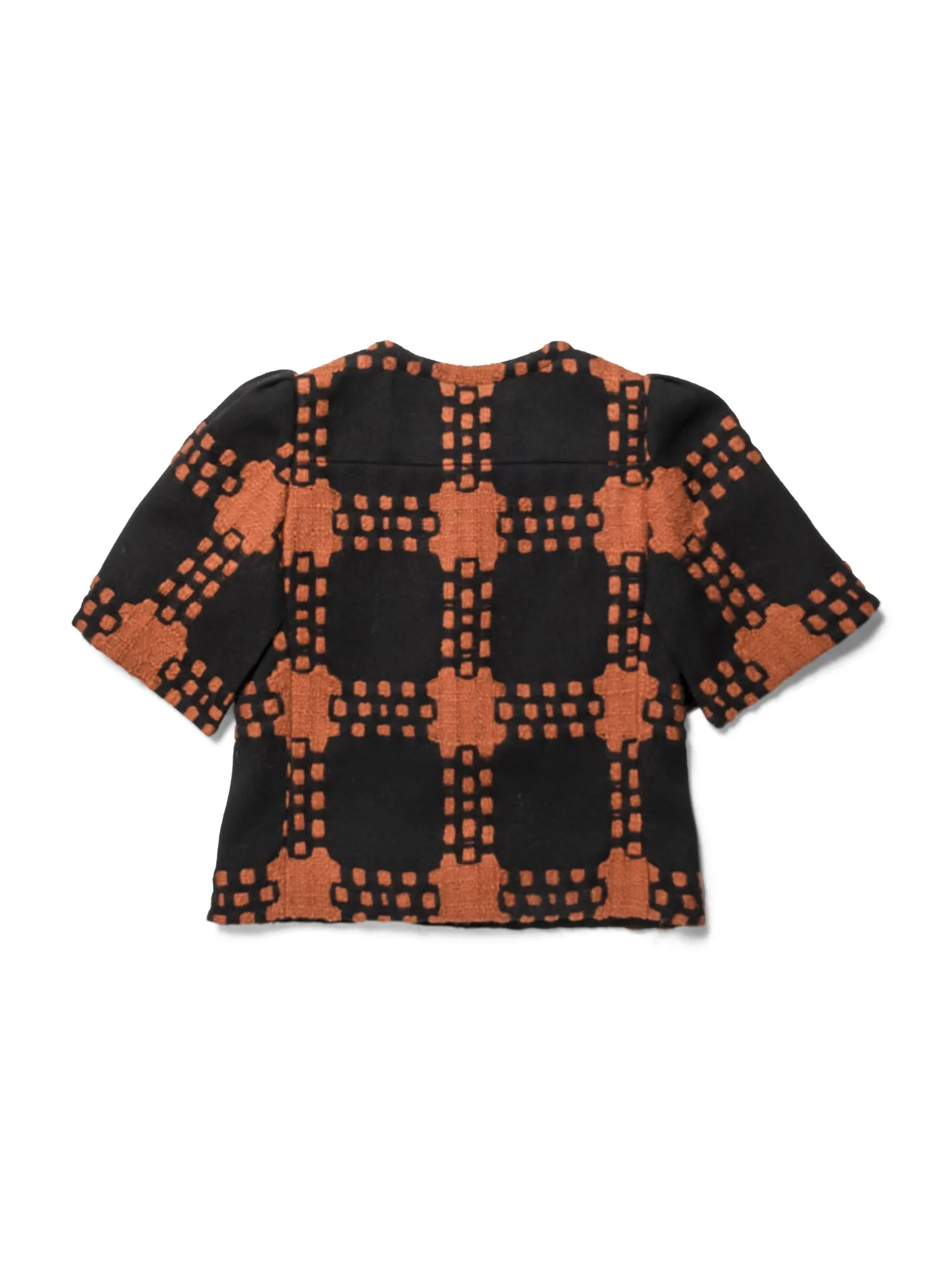 Gucci Runway Tweed Cape Sleeve Jacket Black Terracotta