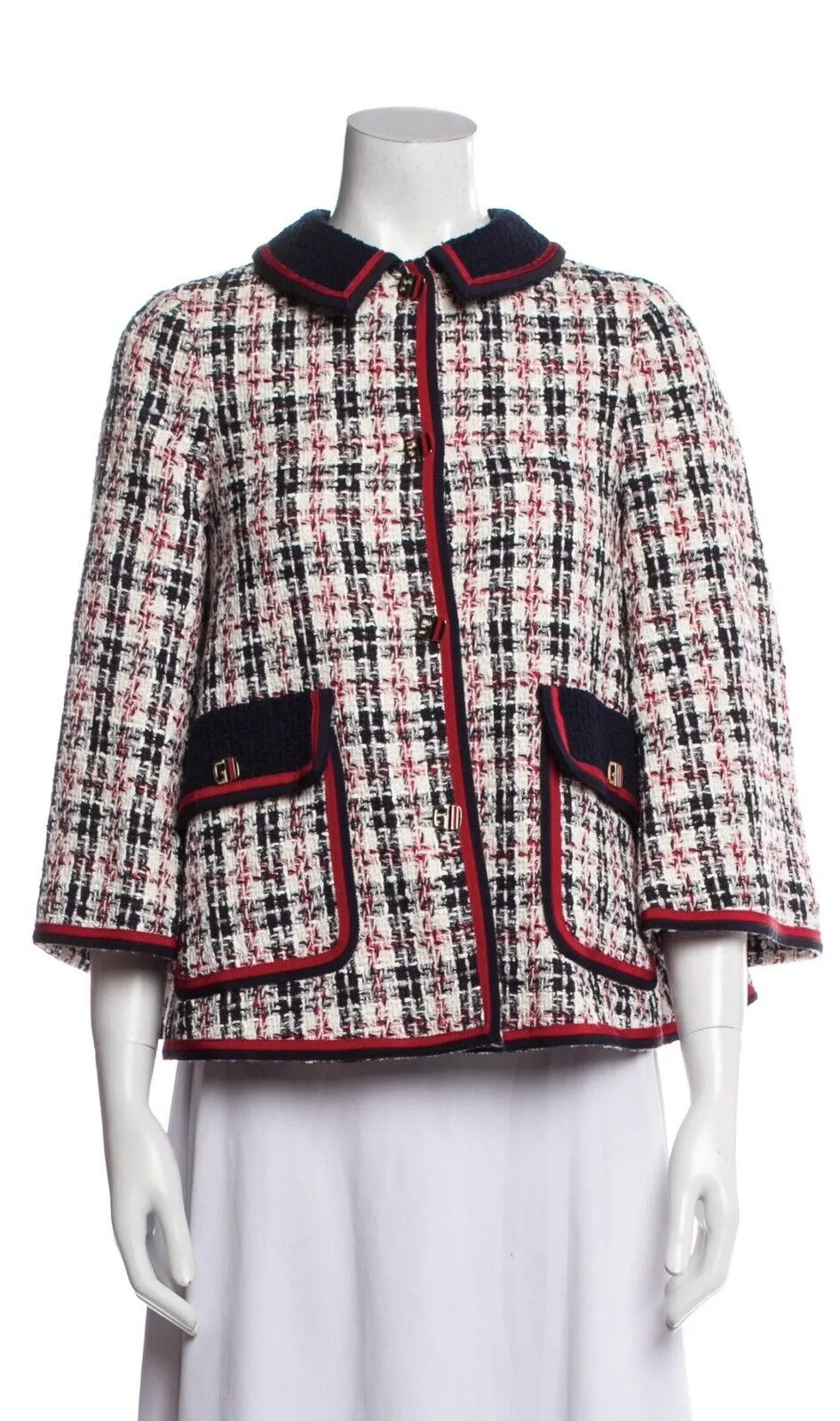 Gucci tweed embellished jacket coat in gardenia Size I 38 XS ladies