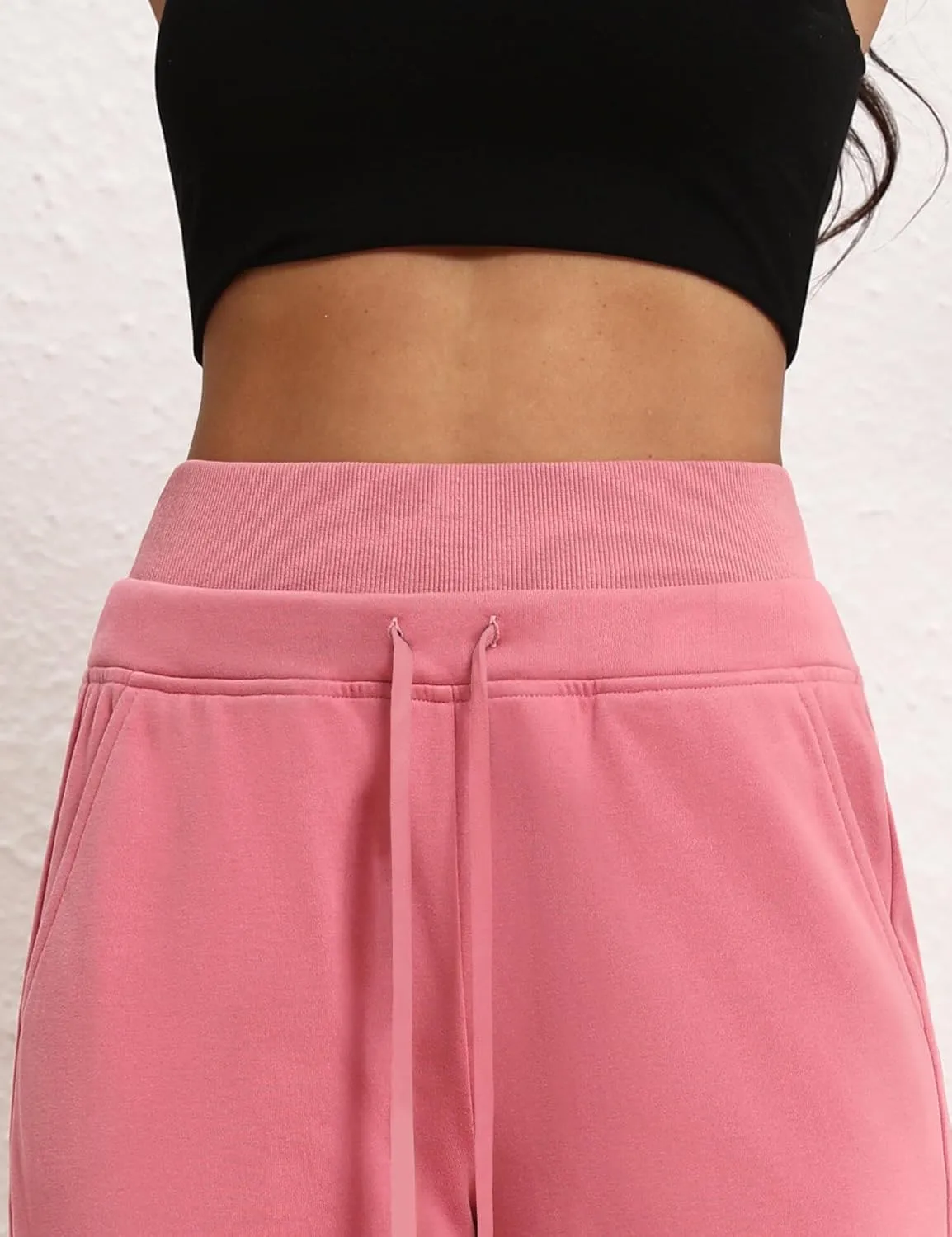 HeSaYep Women's Wide Leg Sweatpants Double Waisted Baggy Sweat Pants with Pockets