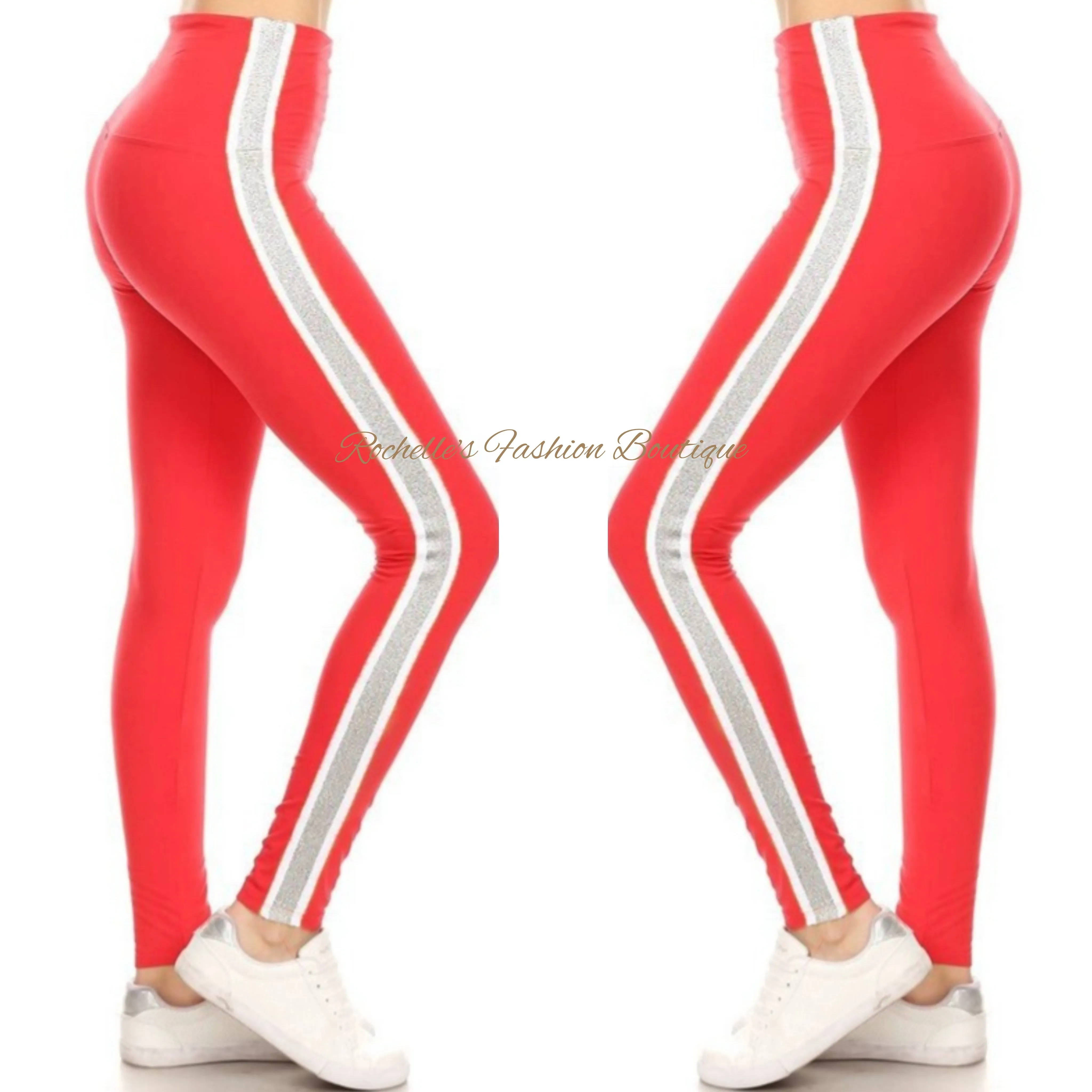 High Waist Green & Red Stripe Legging