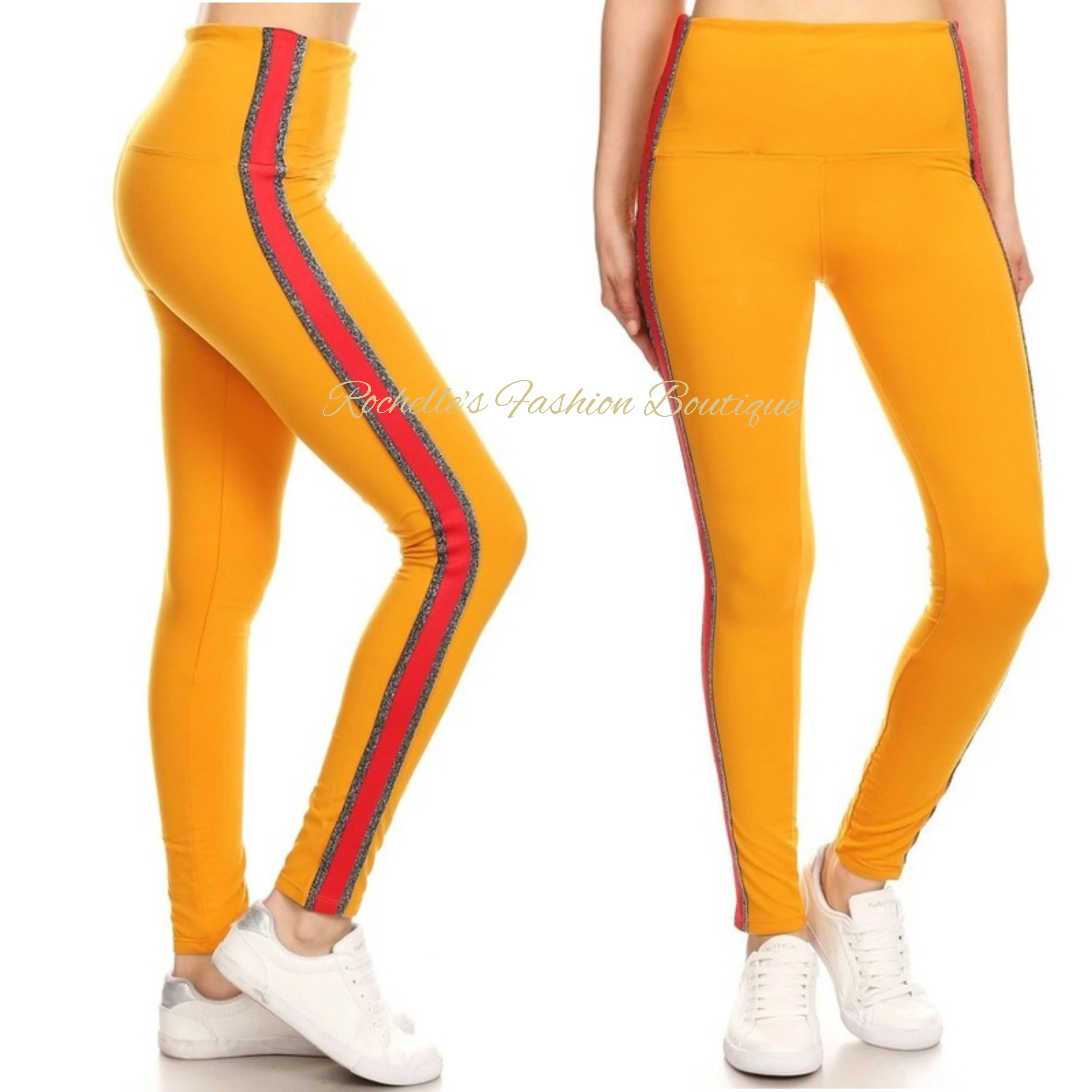 High Waist Green & Red Stripe Legging