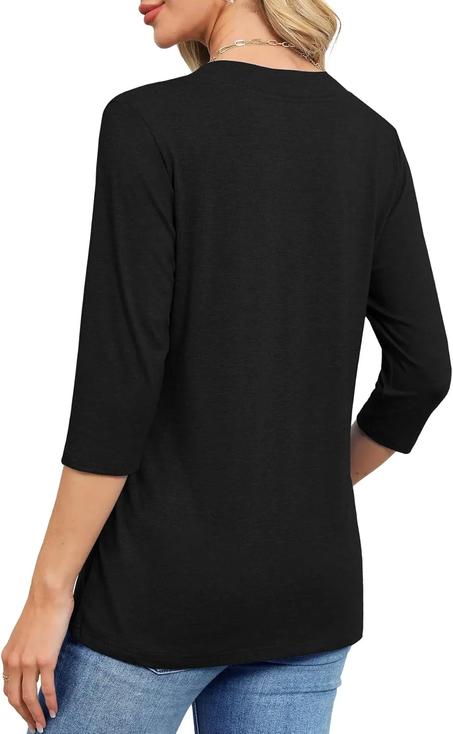 JomeDesign Womens Tops 3/4 Length Sleeve Summer V Neck Shirts Casual Tunic Tops 2025
