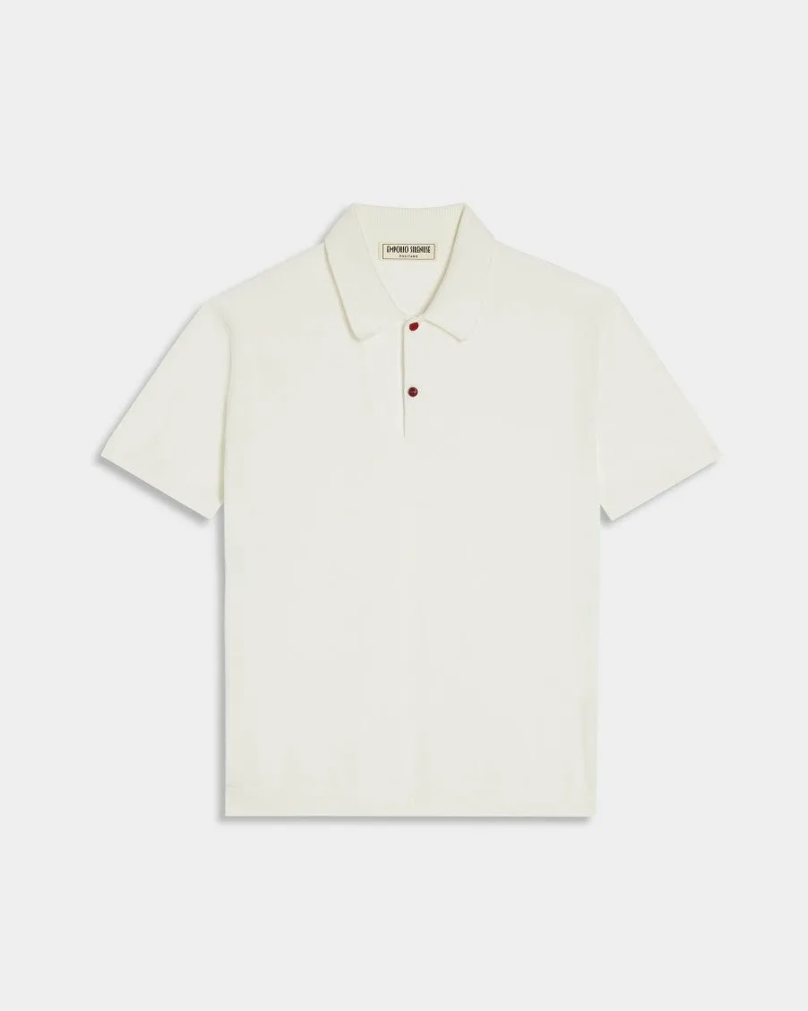 Knit Cotton Polo Shirt Milk