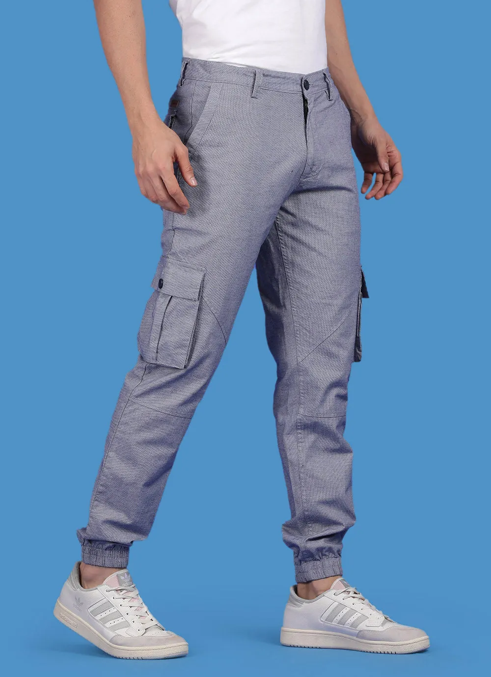Light Blue Indigo Cotton  Slim Fit Trouser