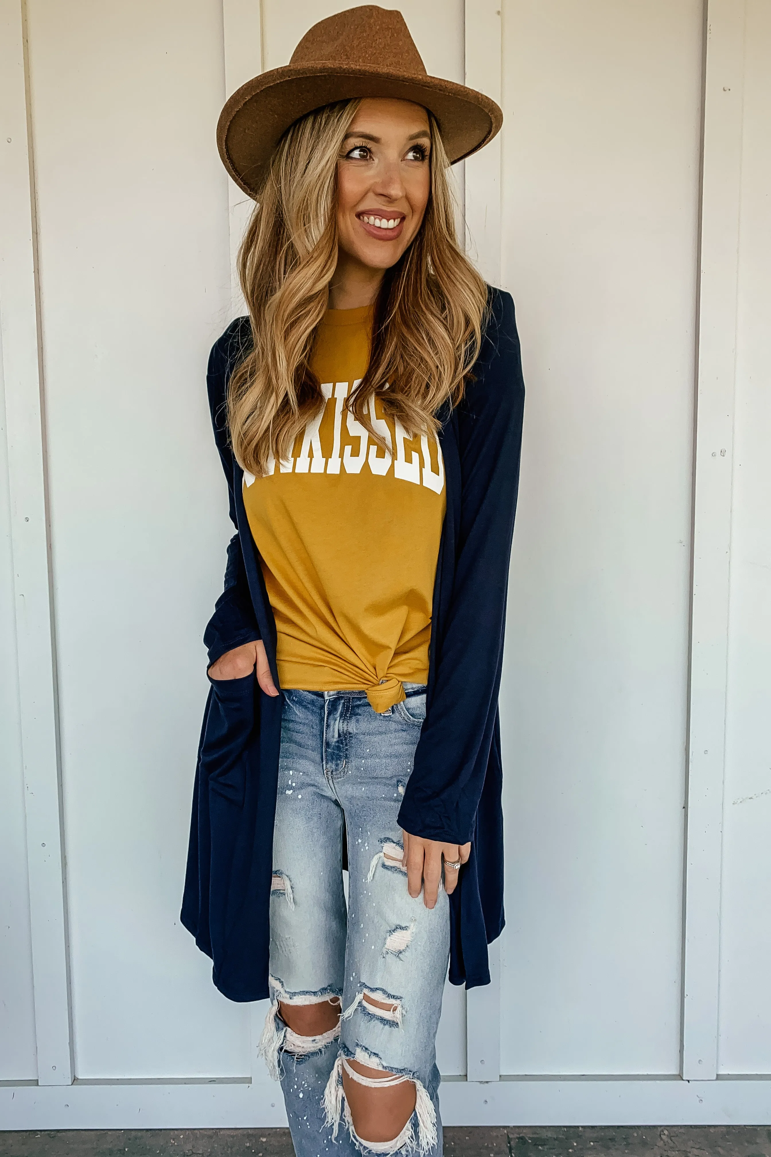 Lightweight Jersey Cardigan in Navy