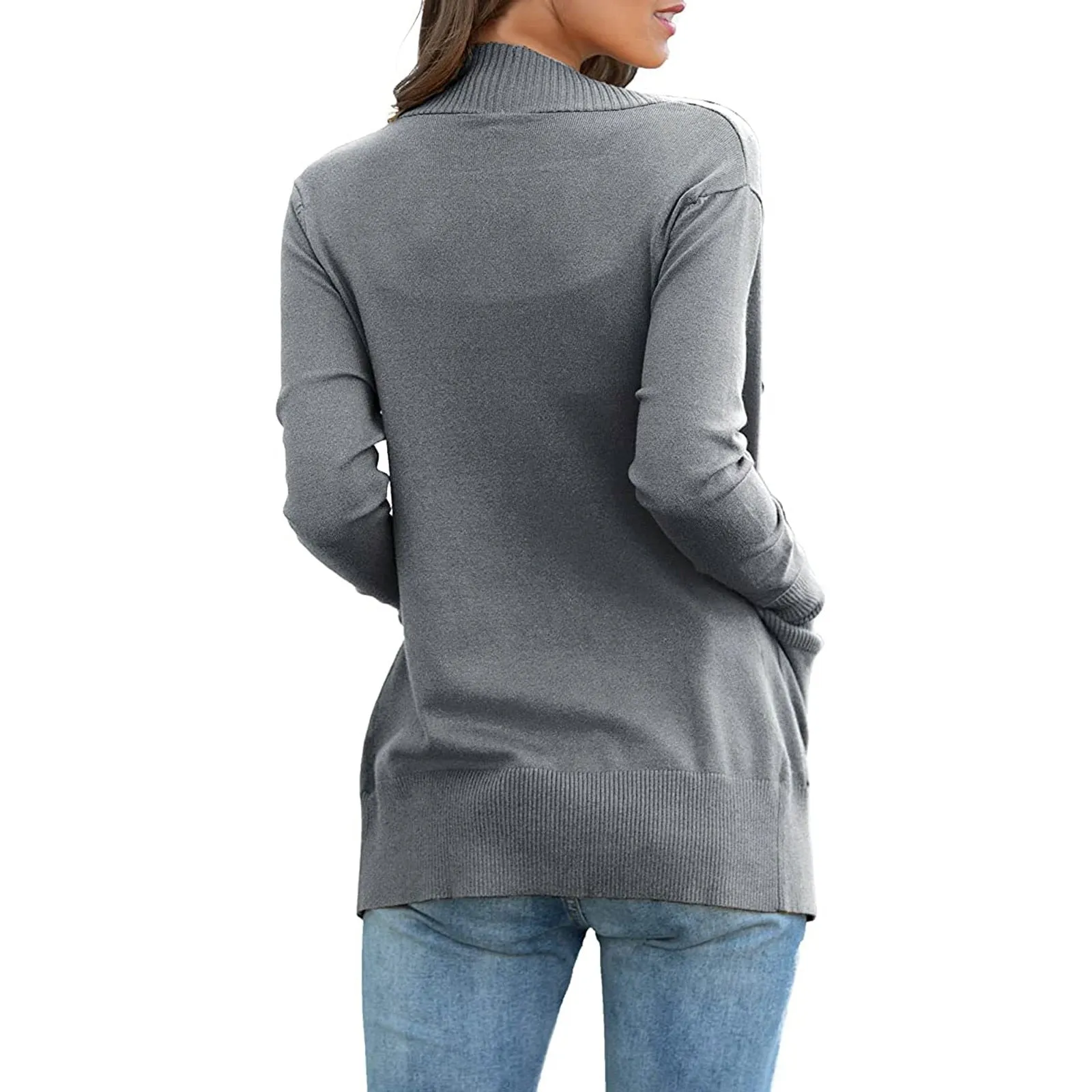 Lightweight Open Front Cardigan Sweater With Pockets
